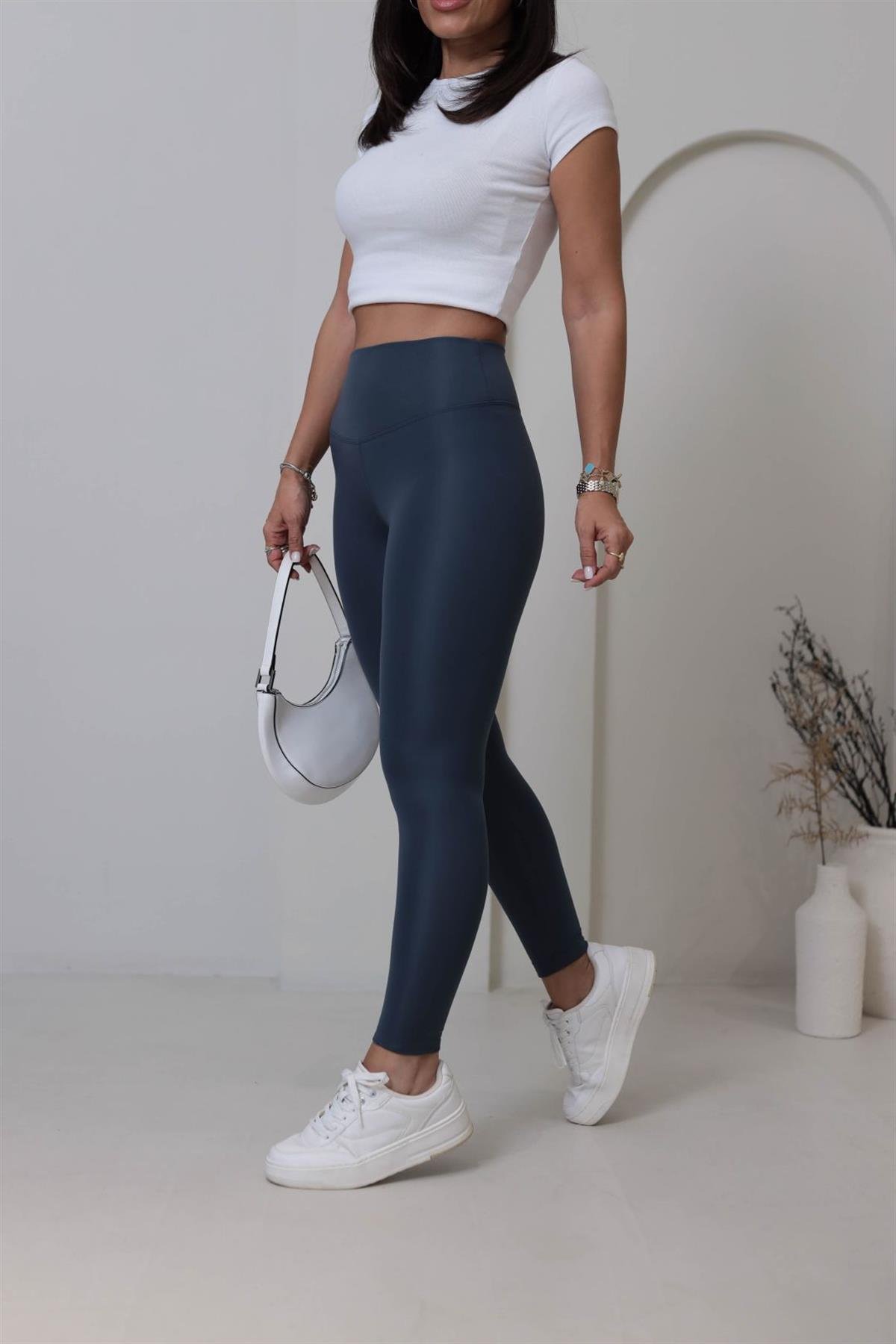 050 Oys Yüksek Bel Şardonlu Tayt ANTRASİT