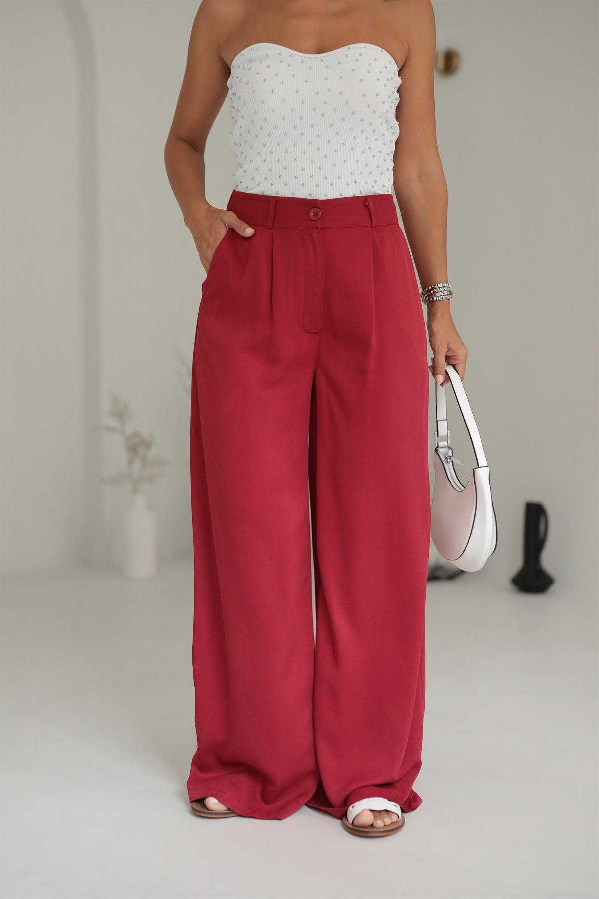 Tencel Kumaş Palazzo Pantolon