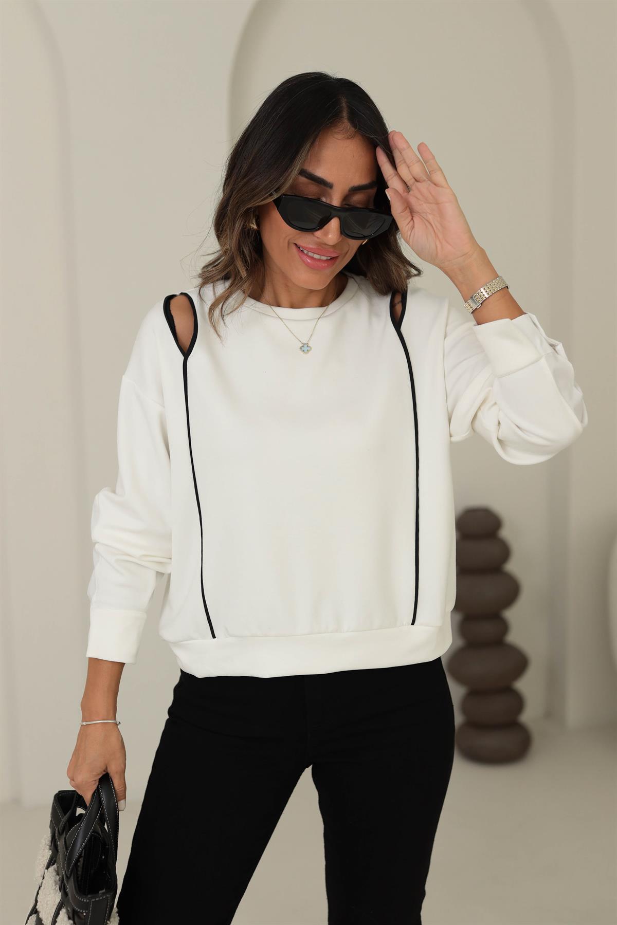 2963 Omzu Pencere Detaylı Modal Sweatshirt