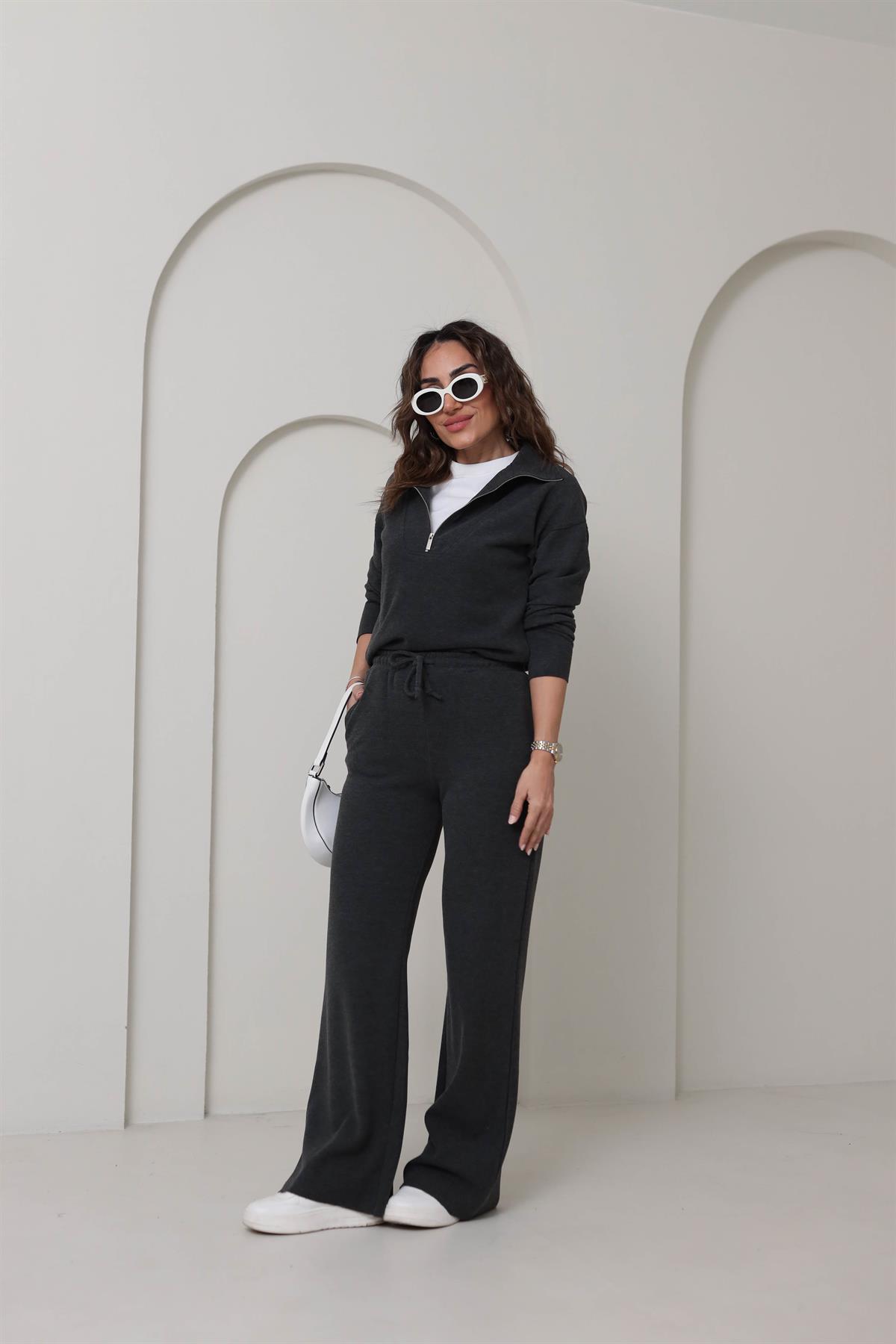 6464 Yarım Fermuarlı Selanik Takım ANTRASİT