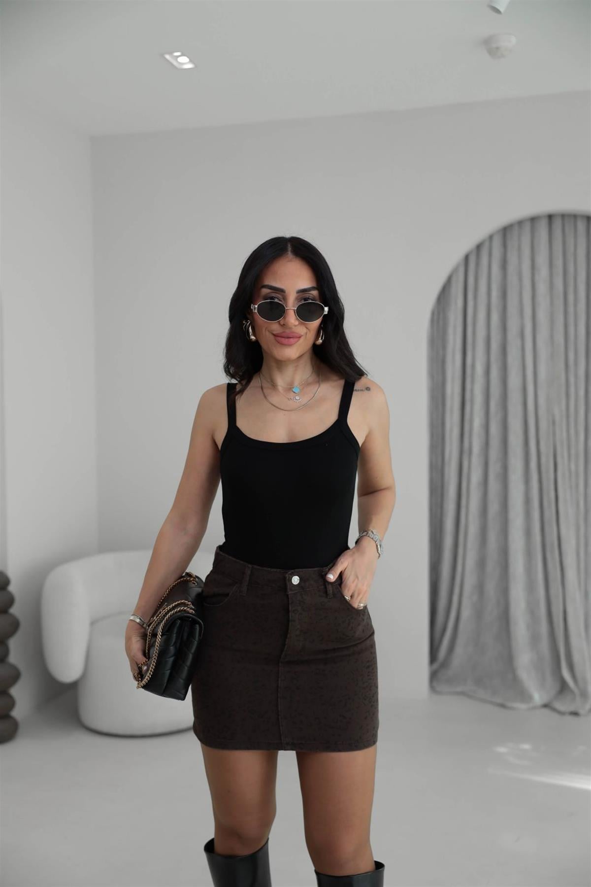 1277 Kalın Askılı Modal Bodysuit SİYAH