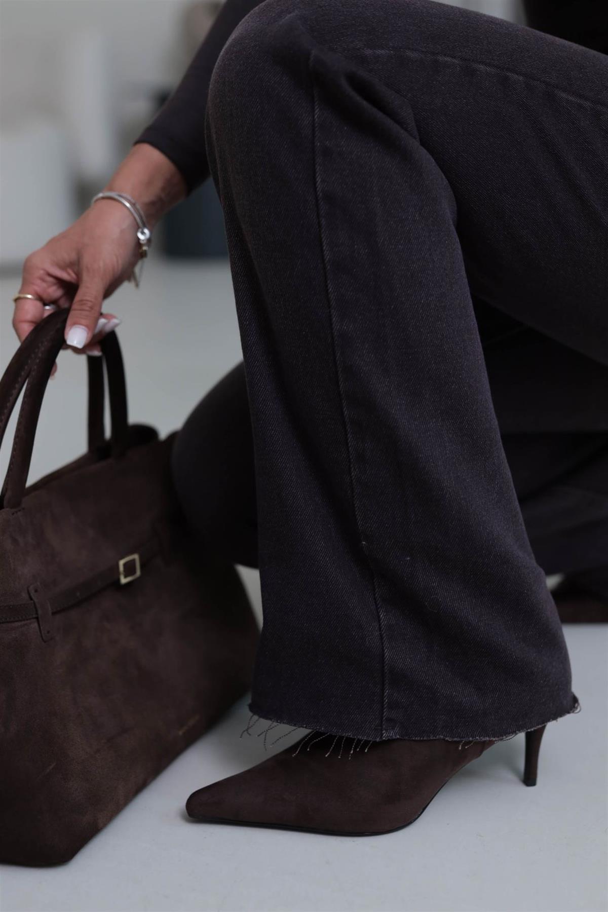 1077 Paça Kesikli Palazzo Jean YIKAMALI KAHVE