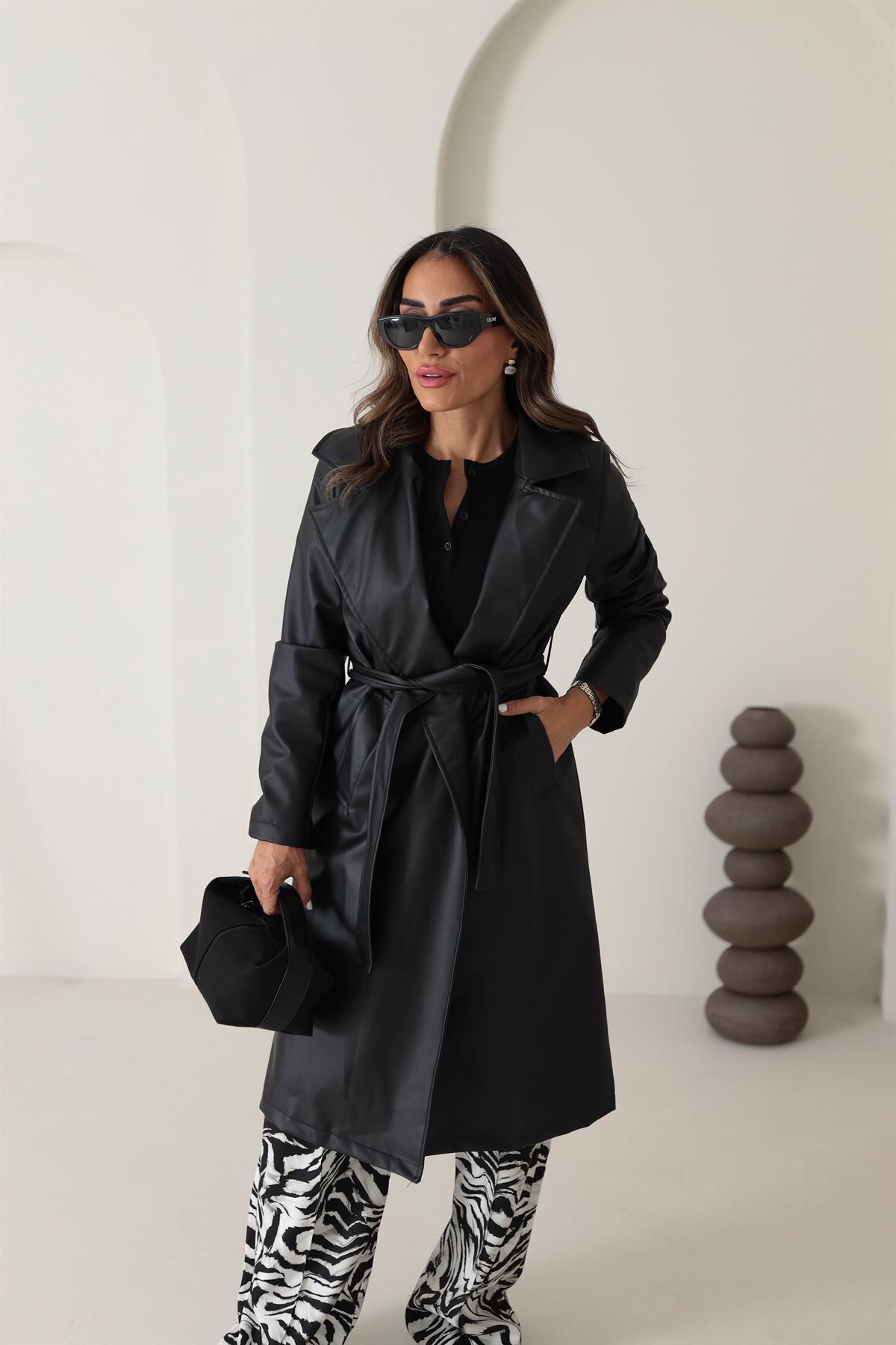 3008 Suni Deri Trenchcoat