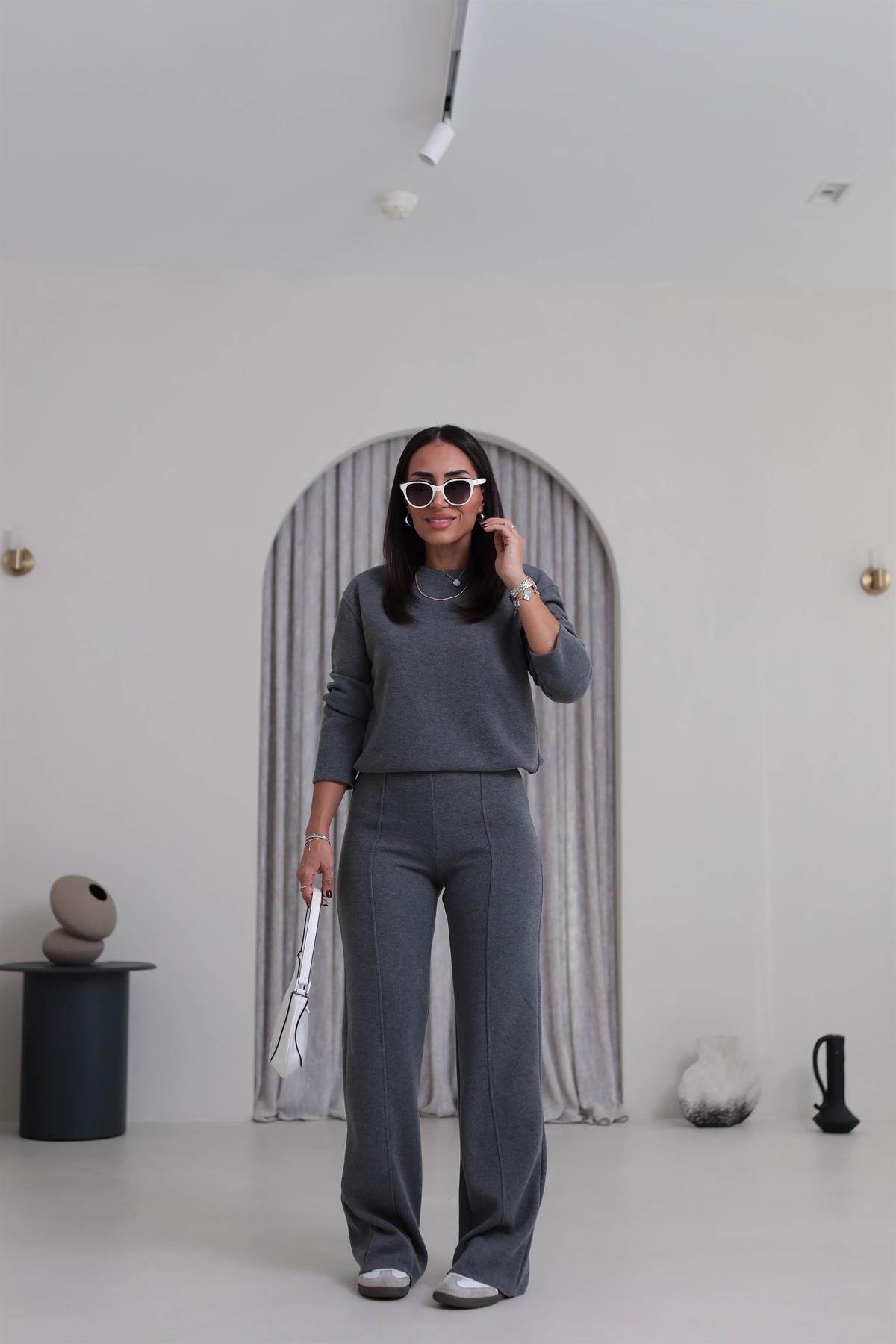 8432 Bisiklet Yaka Selanik Kumaş Takım ANTRASİT