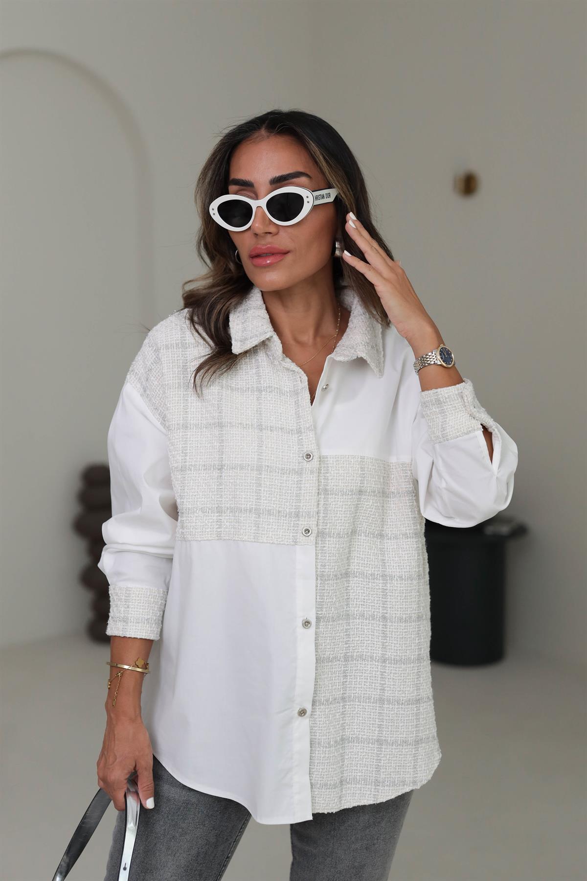 9075 Tüvit Garnili Poplin Gömlek Ceket