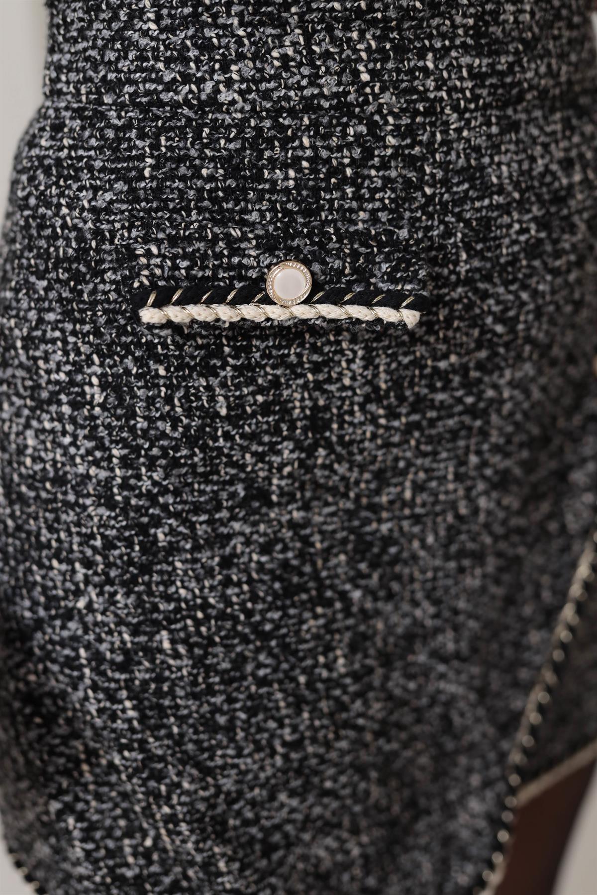 4297 Buklet Tüvit Etek SİYAHBEYAZ