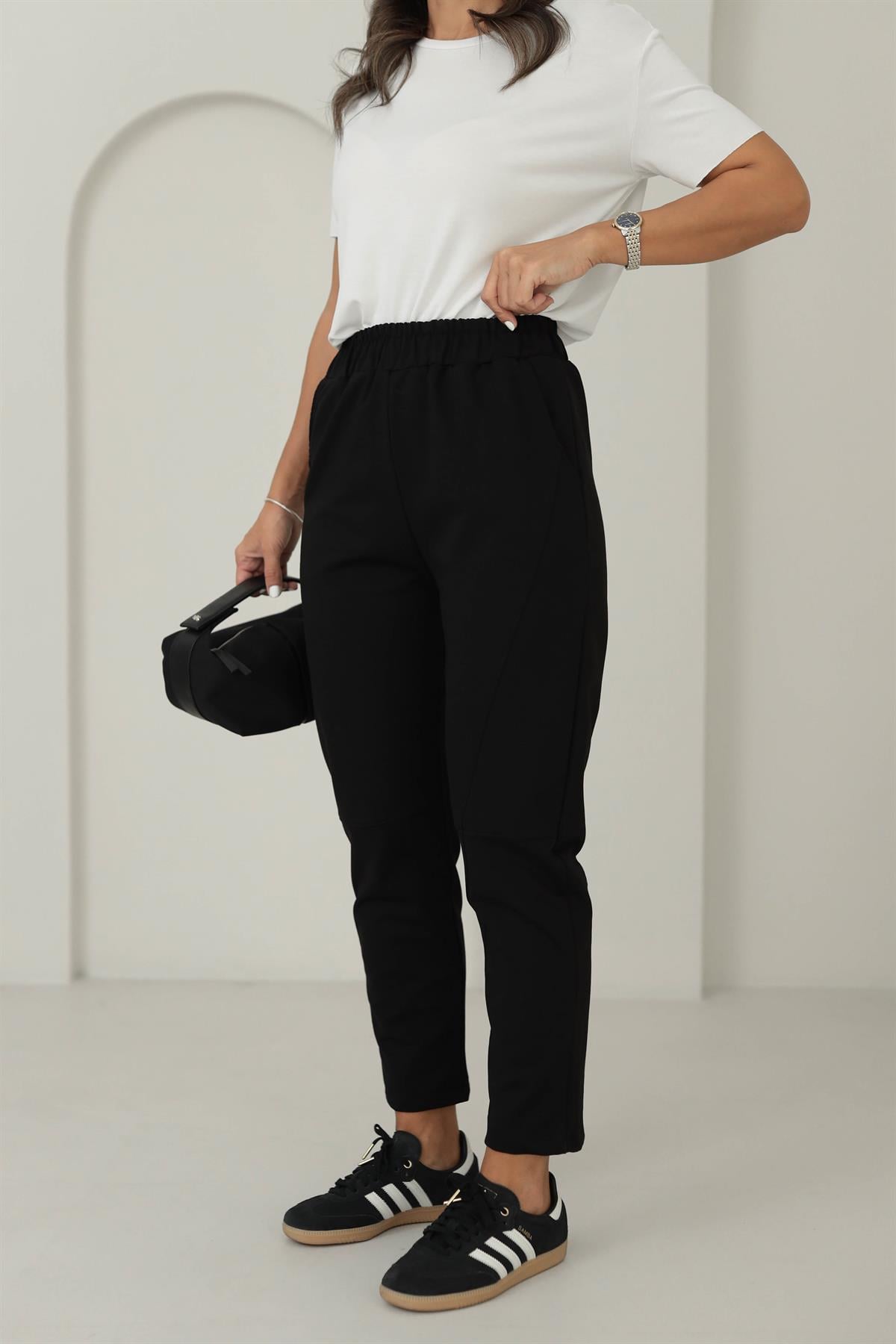 9019 Dikiş Detaylı Eşofman Altı SİYAH