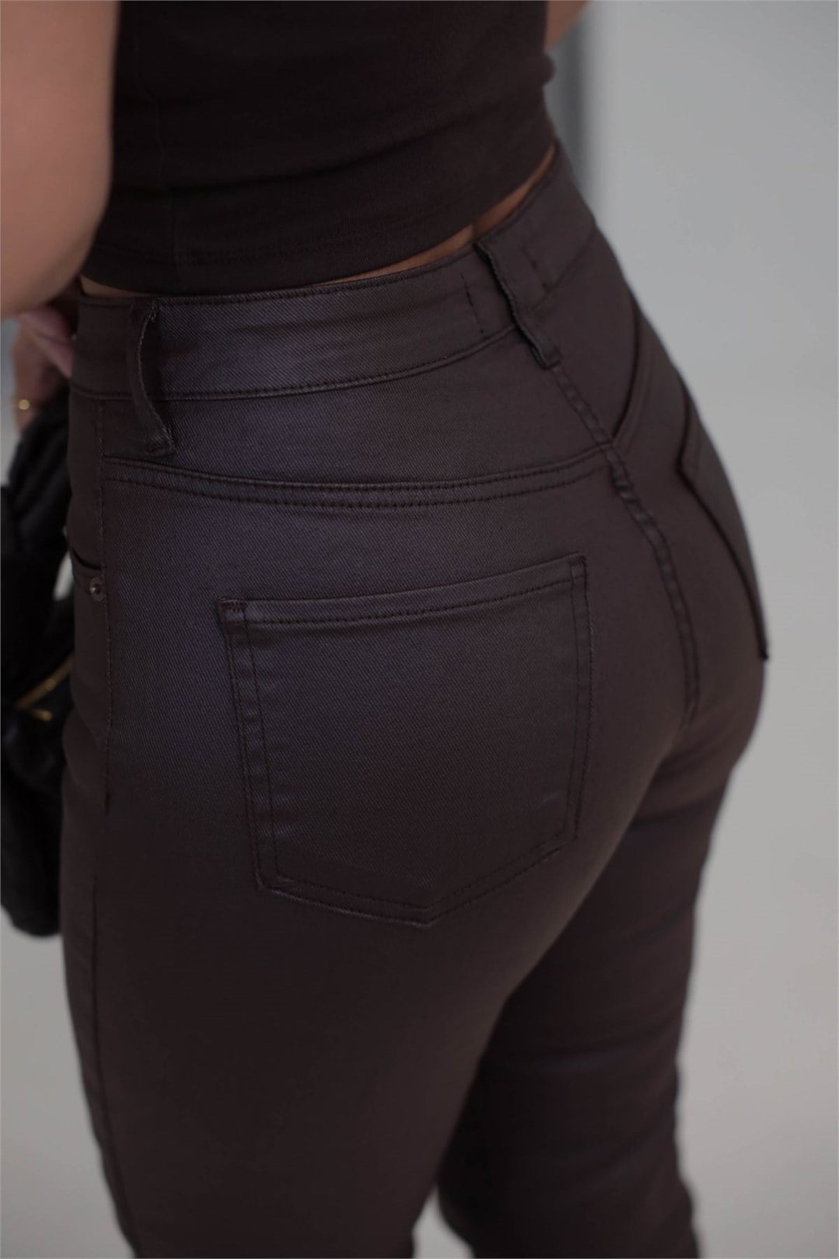 2499 Mum Kaplamalı Pantolon KAHVE