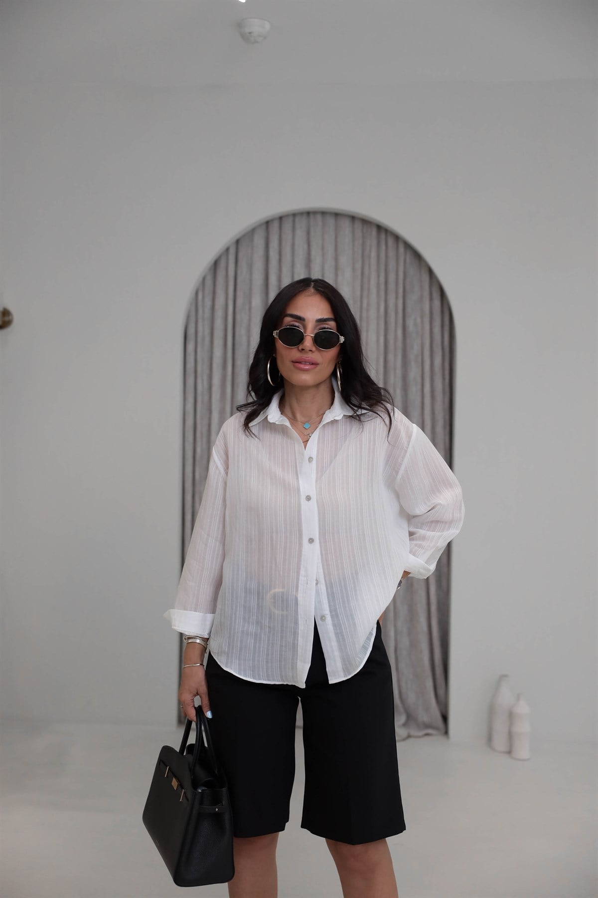 5016 Oversize Gömlek BEYAZ
