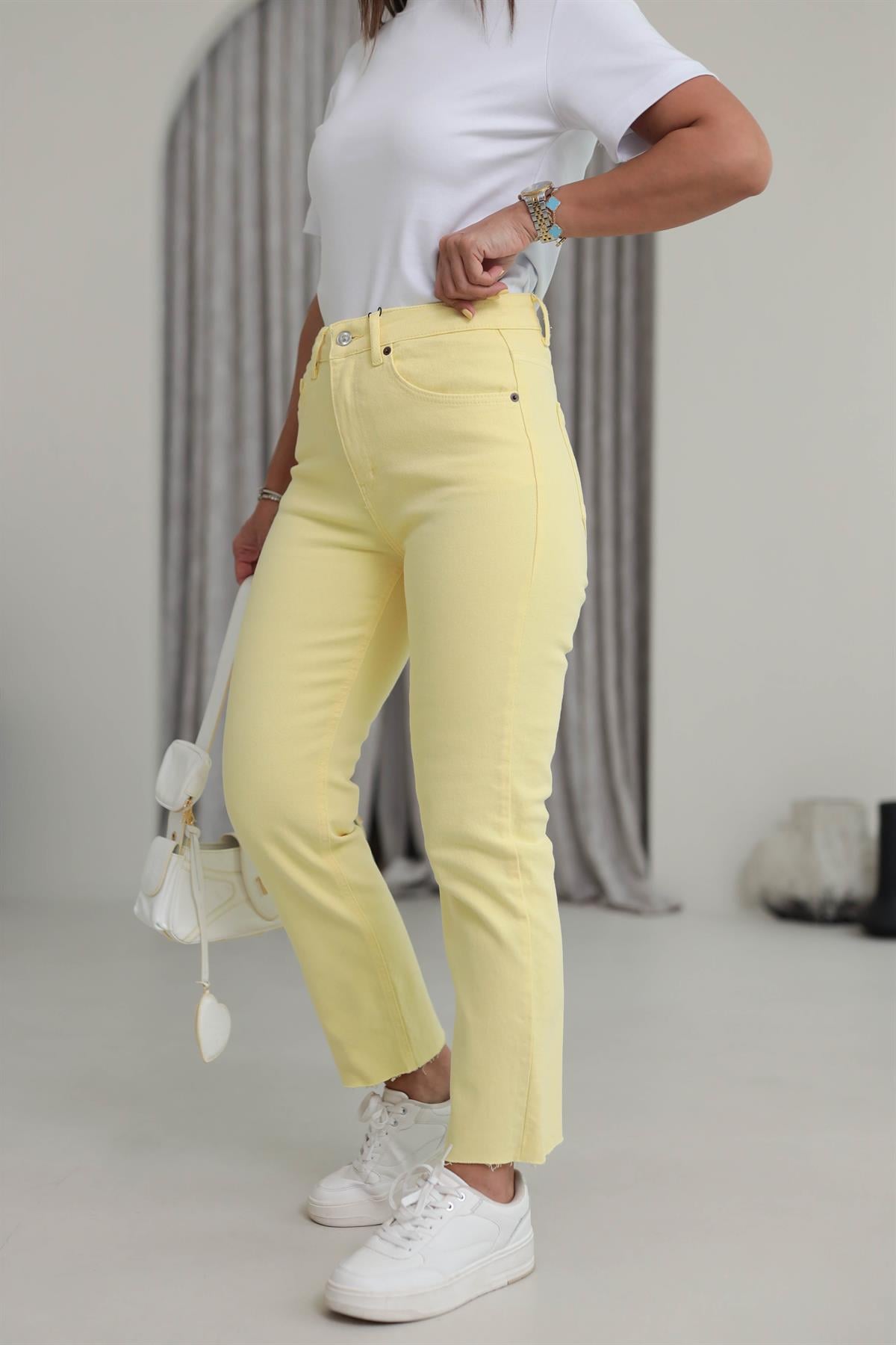 ZA Lazer Kesikli Boyfit Jean SARI