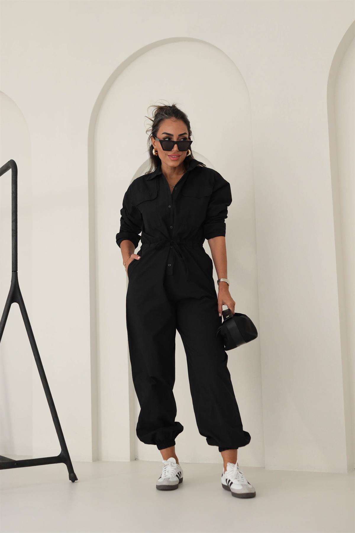 1348 Belden Büzgülü Rahat Tulum SİYAH