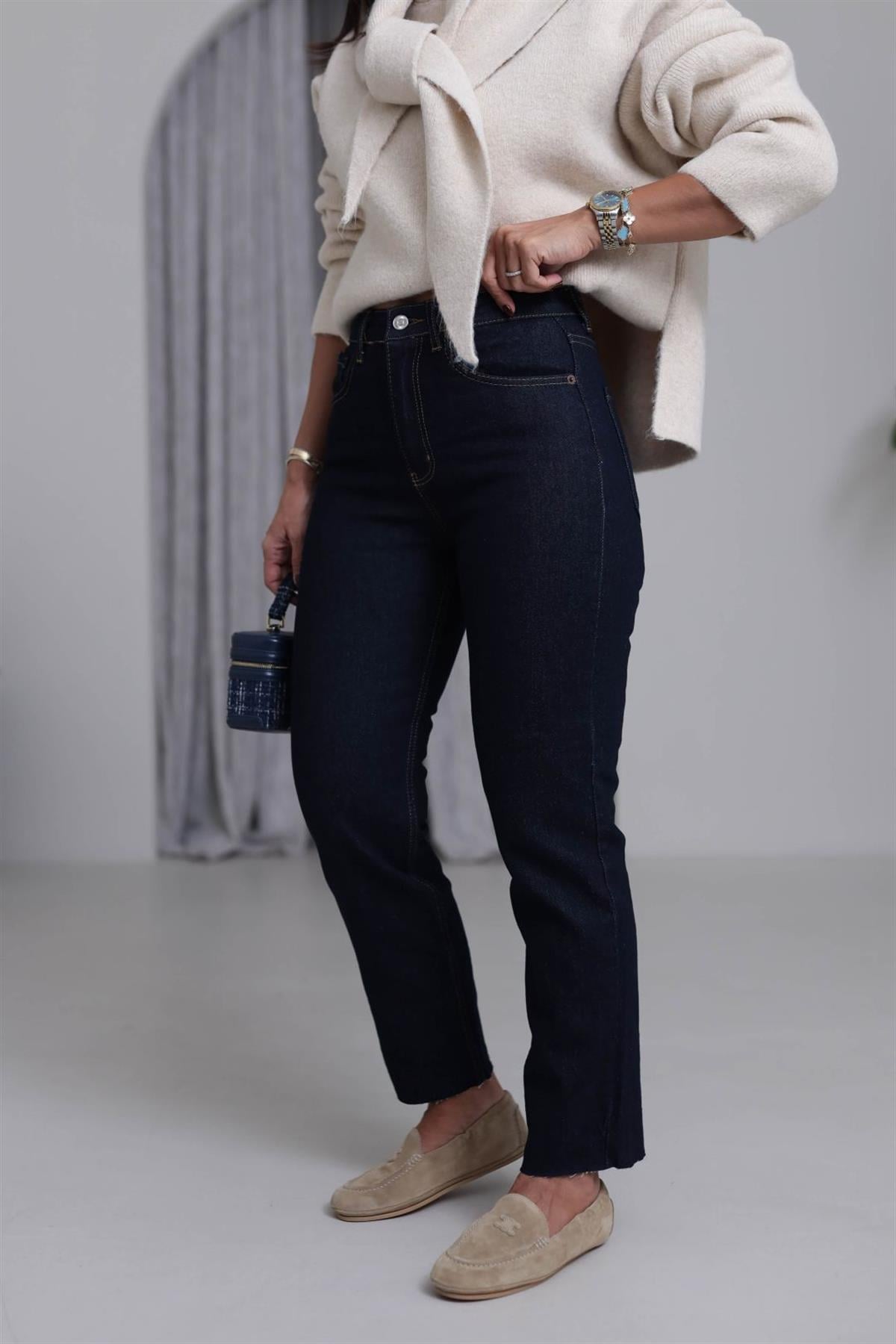 ZA Lazer Kesikli Boyfit Jean KOYU LACİ