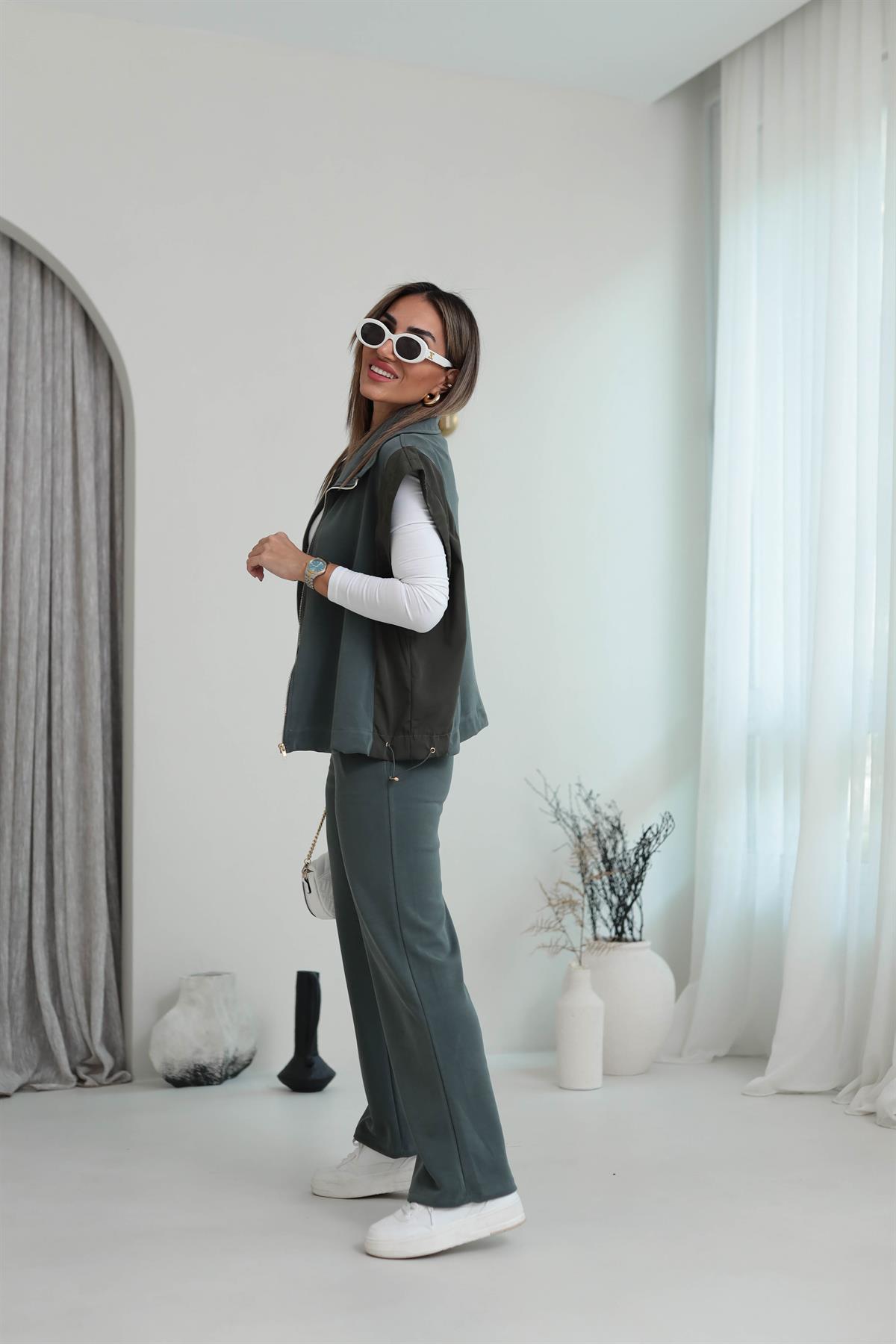 Ntwork Modal Yelekli Takım HAKİ YEŞİL