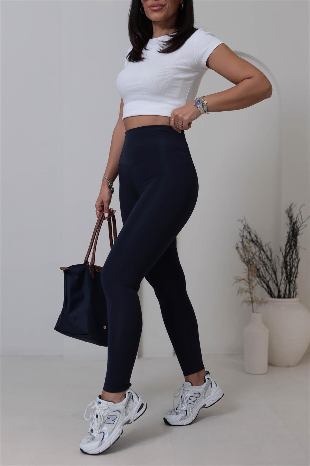 050 Oys Yüksek Bel Şardonlu Tayt LACİVERT