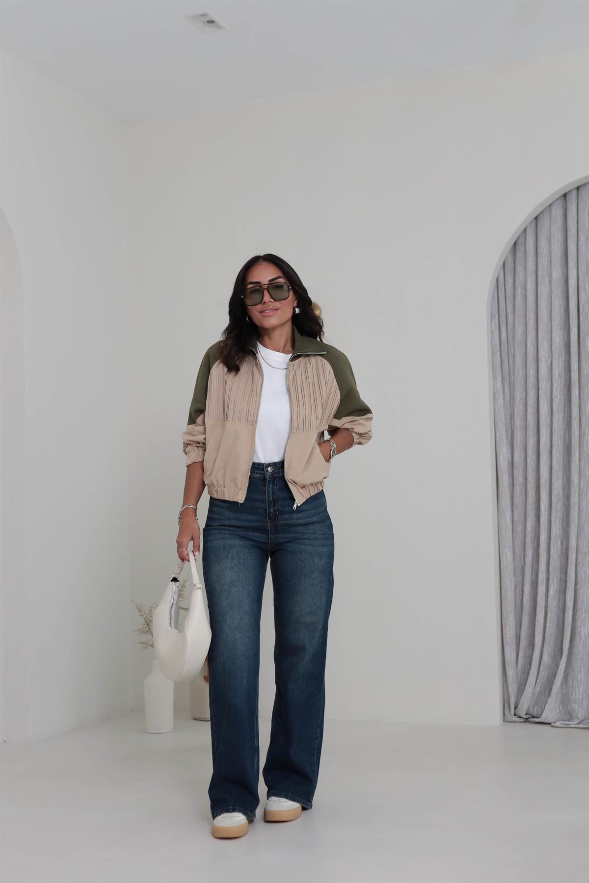 1071 Yüksek Bel Dökümlü Palazzo Jean KOYU TİNTLİ