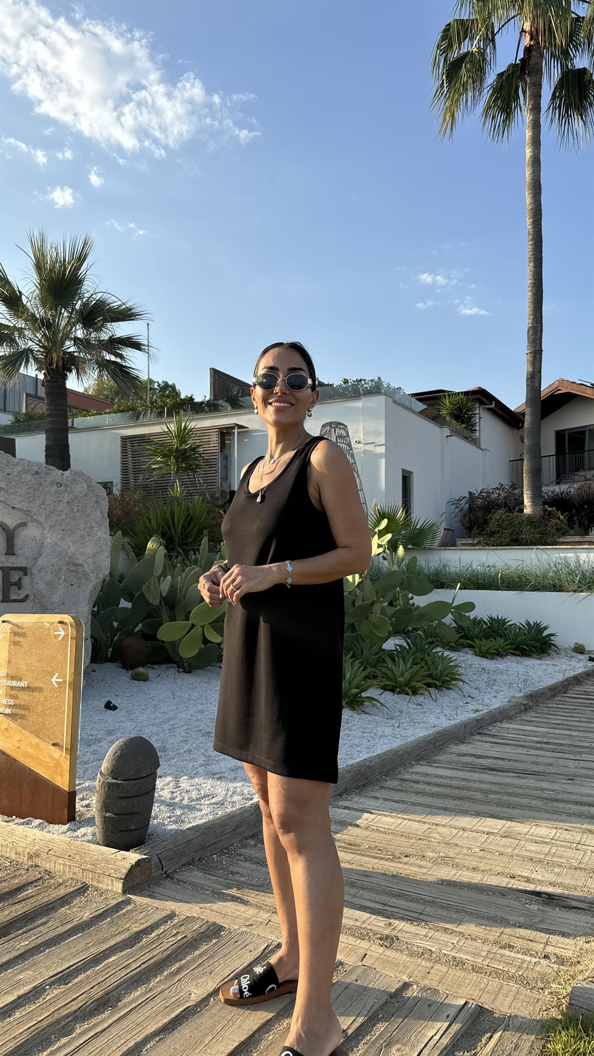 6508 Askılı Modal Elbise SİYAH