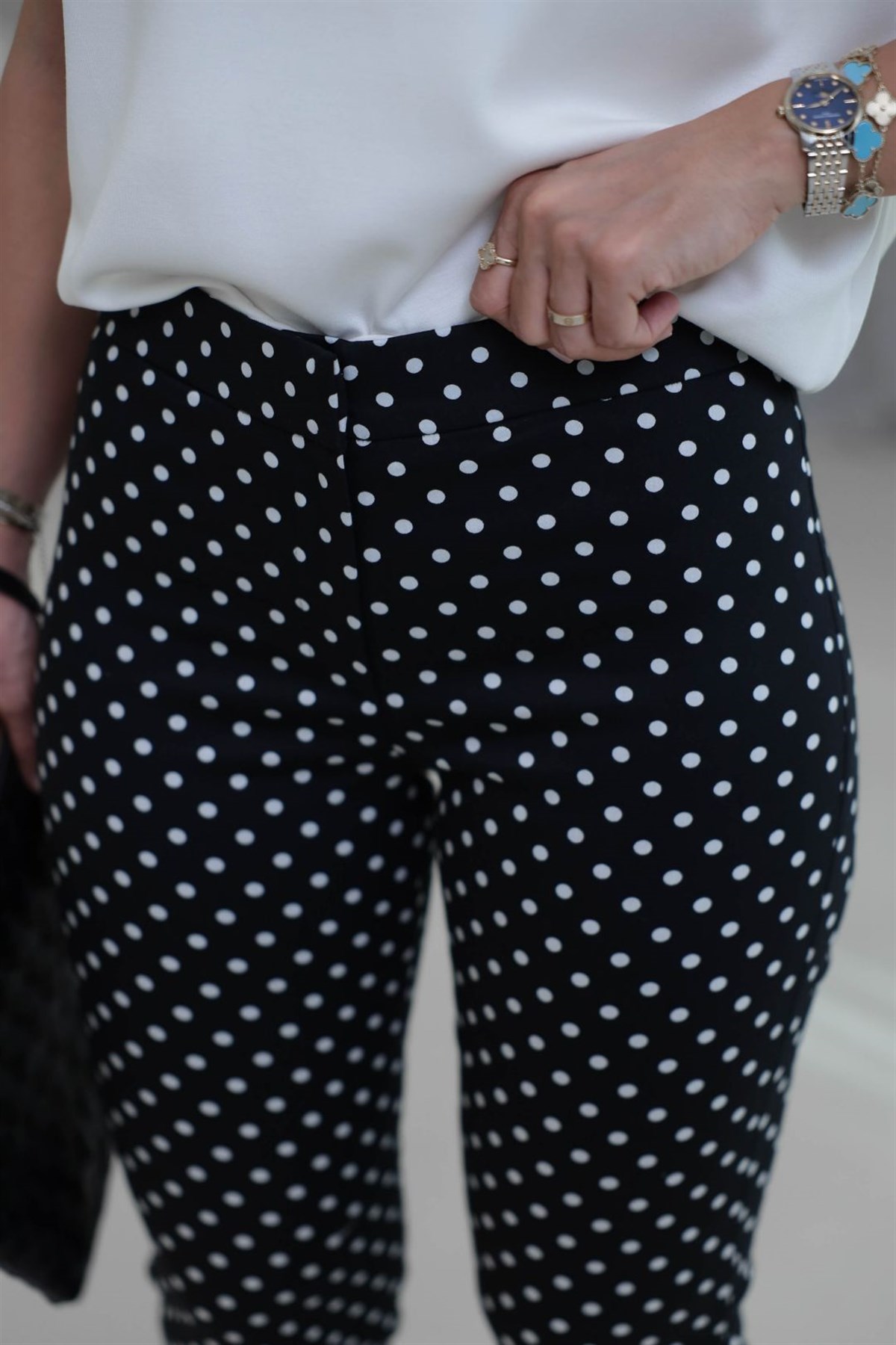 1486 Yüksek Bel Full Likralı Puantiyeli Pantolon SİYAH