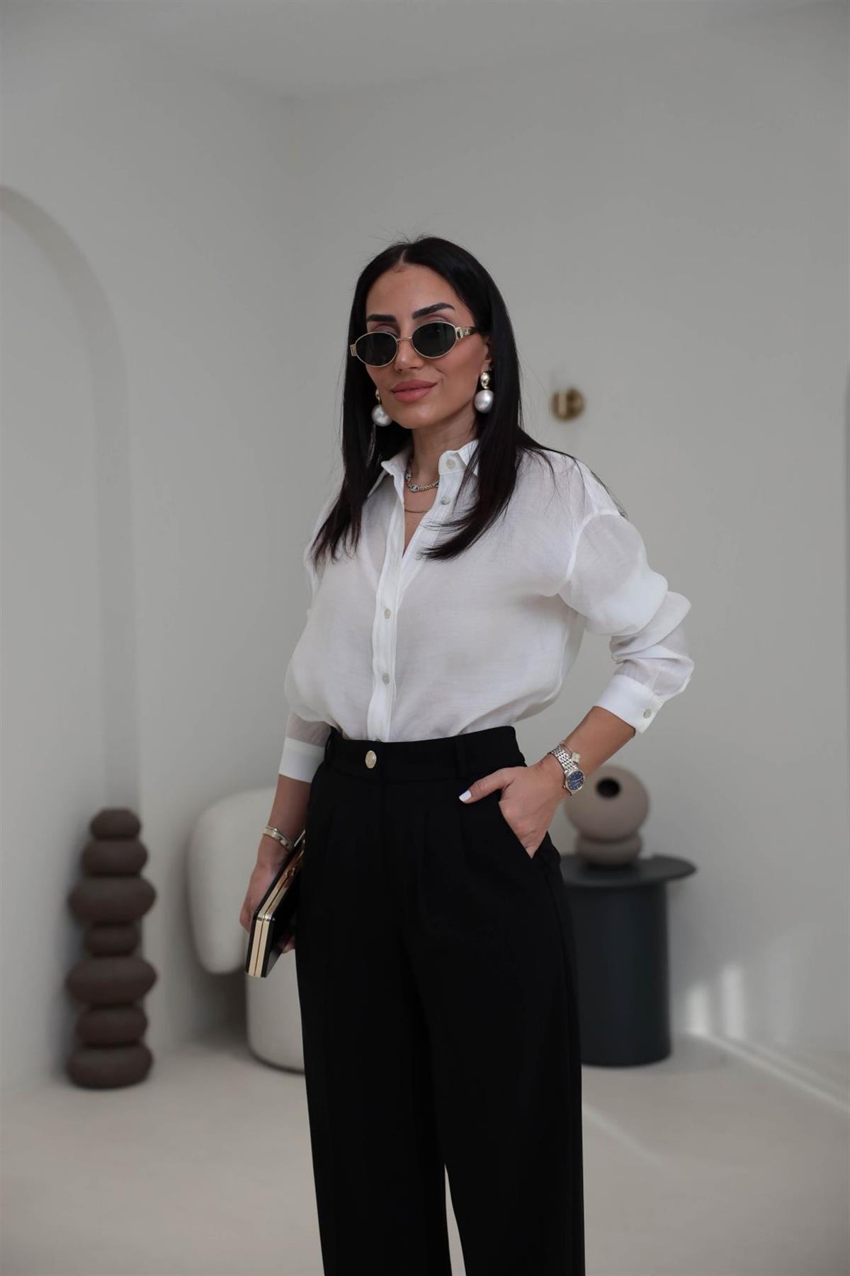 7393 Transparan Gömlek EKRU