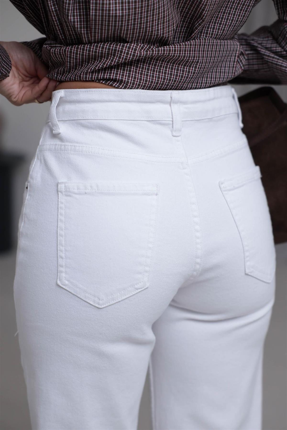 Yüksek Bel Wide Leg Jean BEYAZ