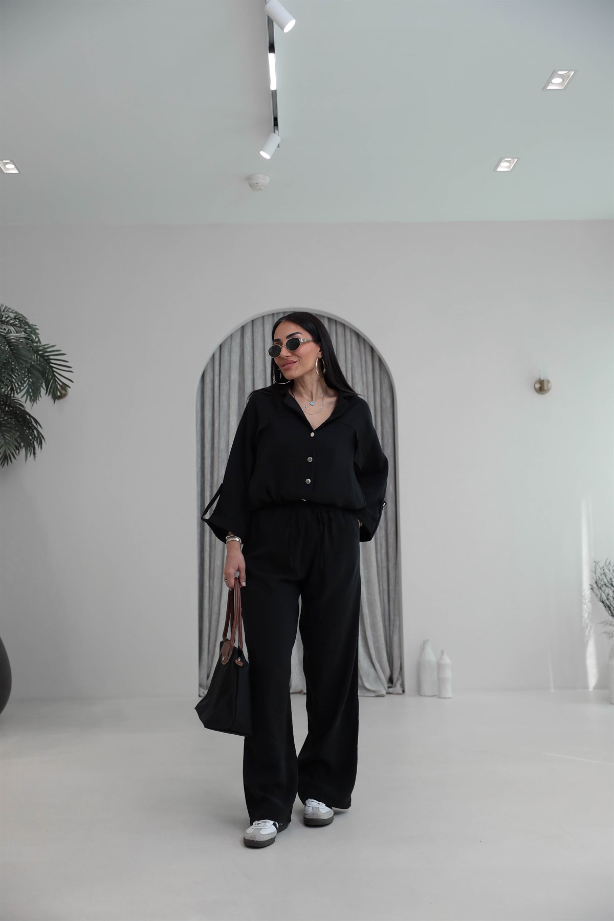 7121 Gold Düğmeli Tencel Kumaş Takım SİYAH