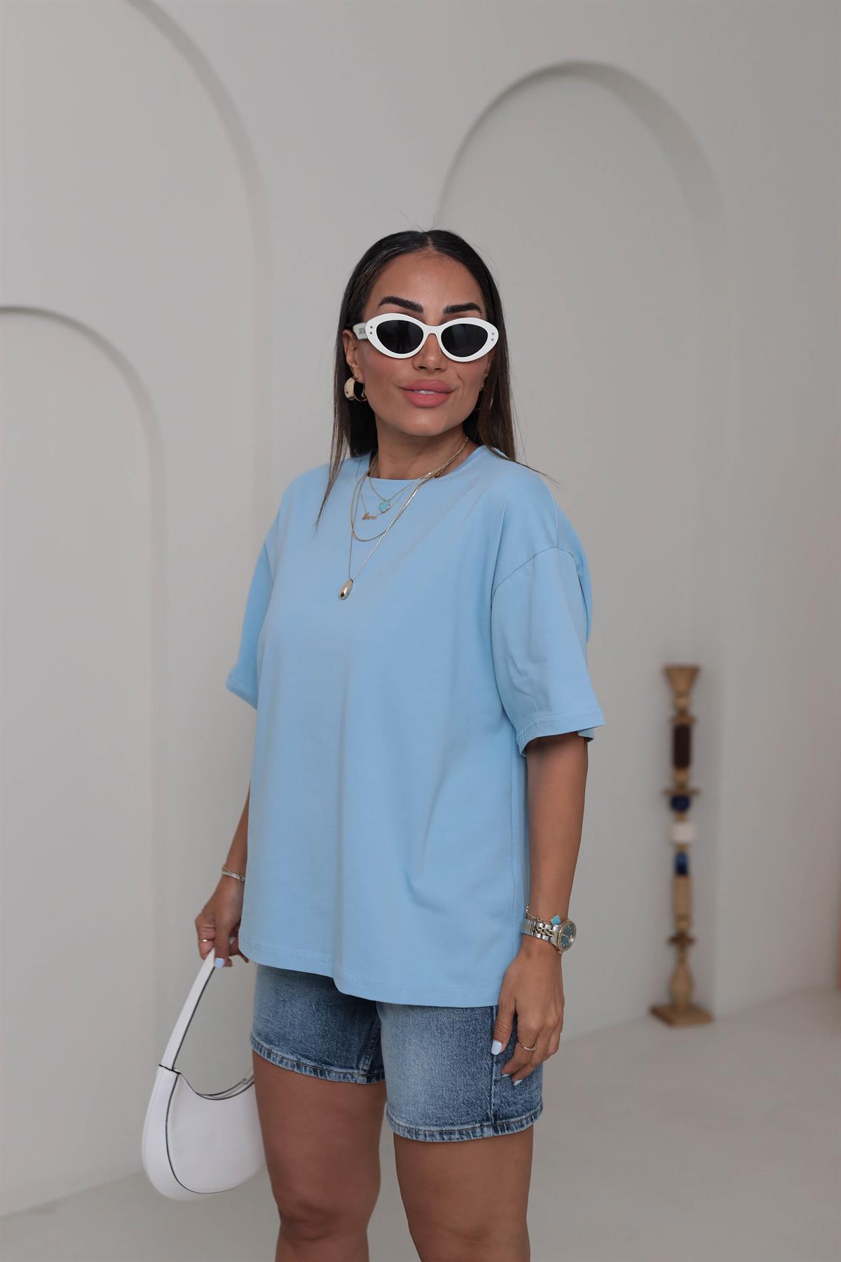 3300 Basic Oversize Tshirt BEBE MAVİ