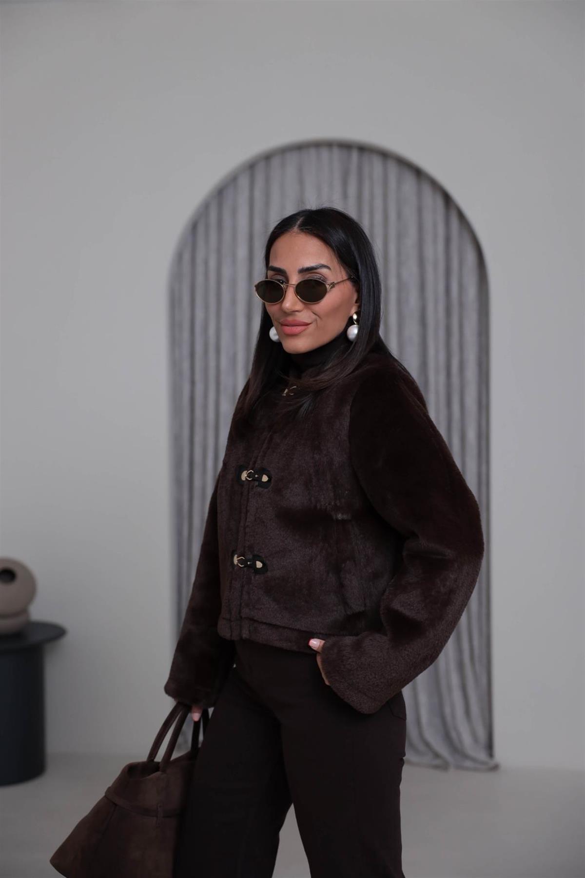 1289 Gold Aksesuar Detaylı Ceket ACI KAHVE