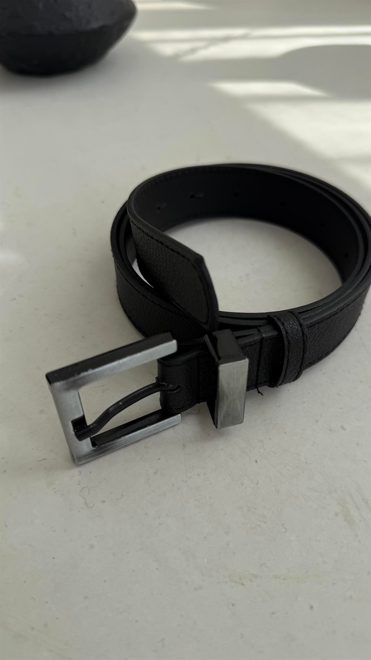 Eskitme Gümüş Detaylı Kemer SİYAH