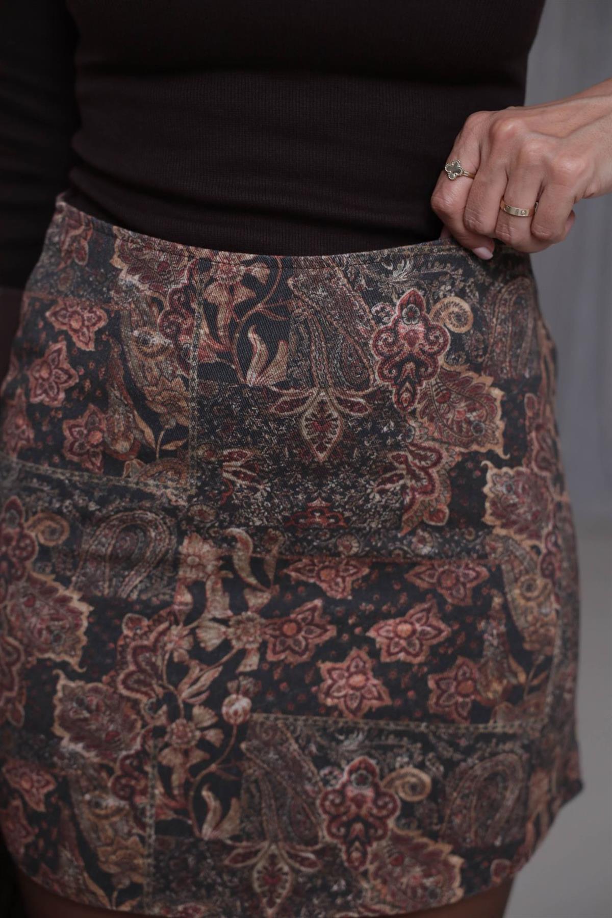 1151 Desenli Mini Etek DESENLİ