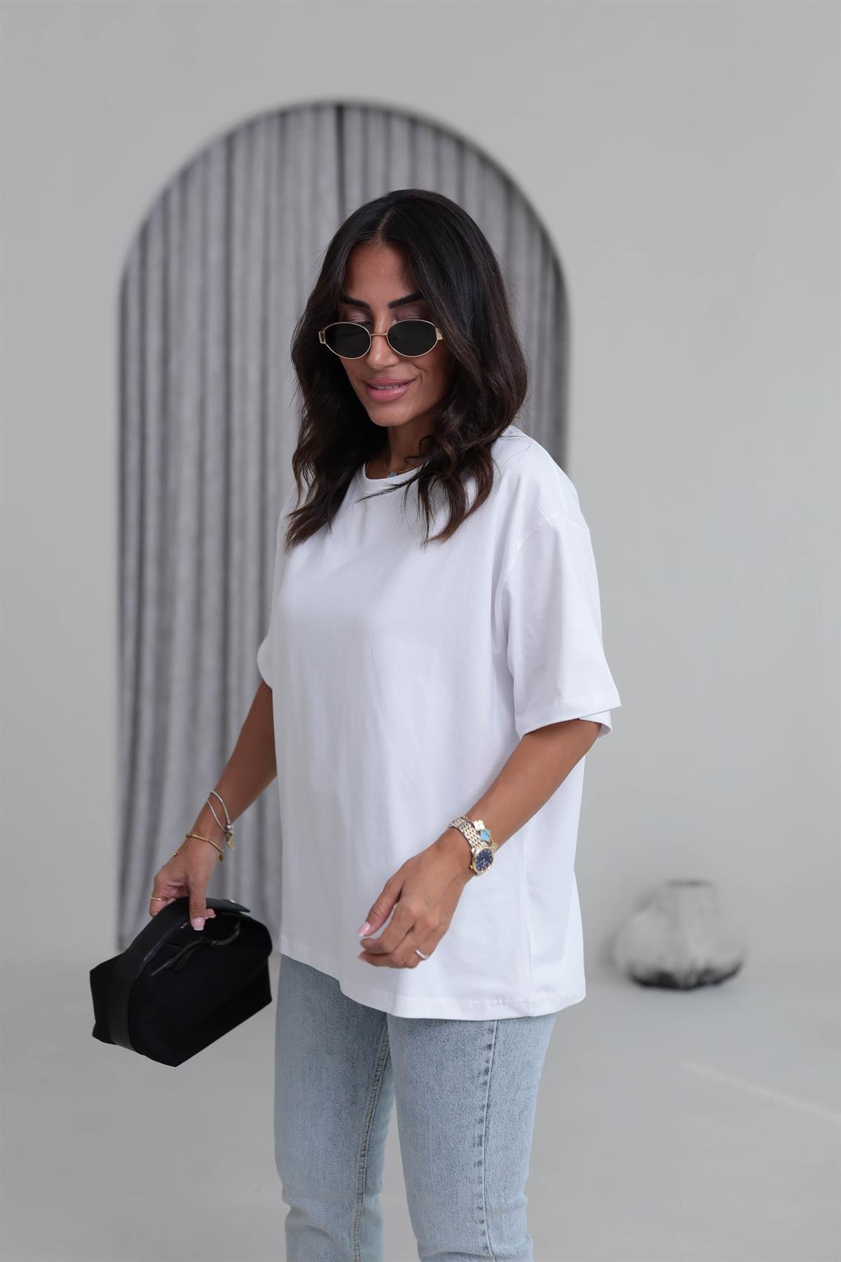 3300 Basic Oversize Tshirt BEYAZ