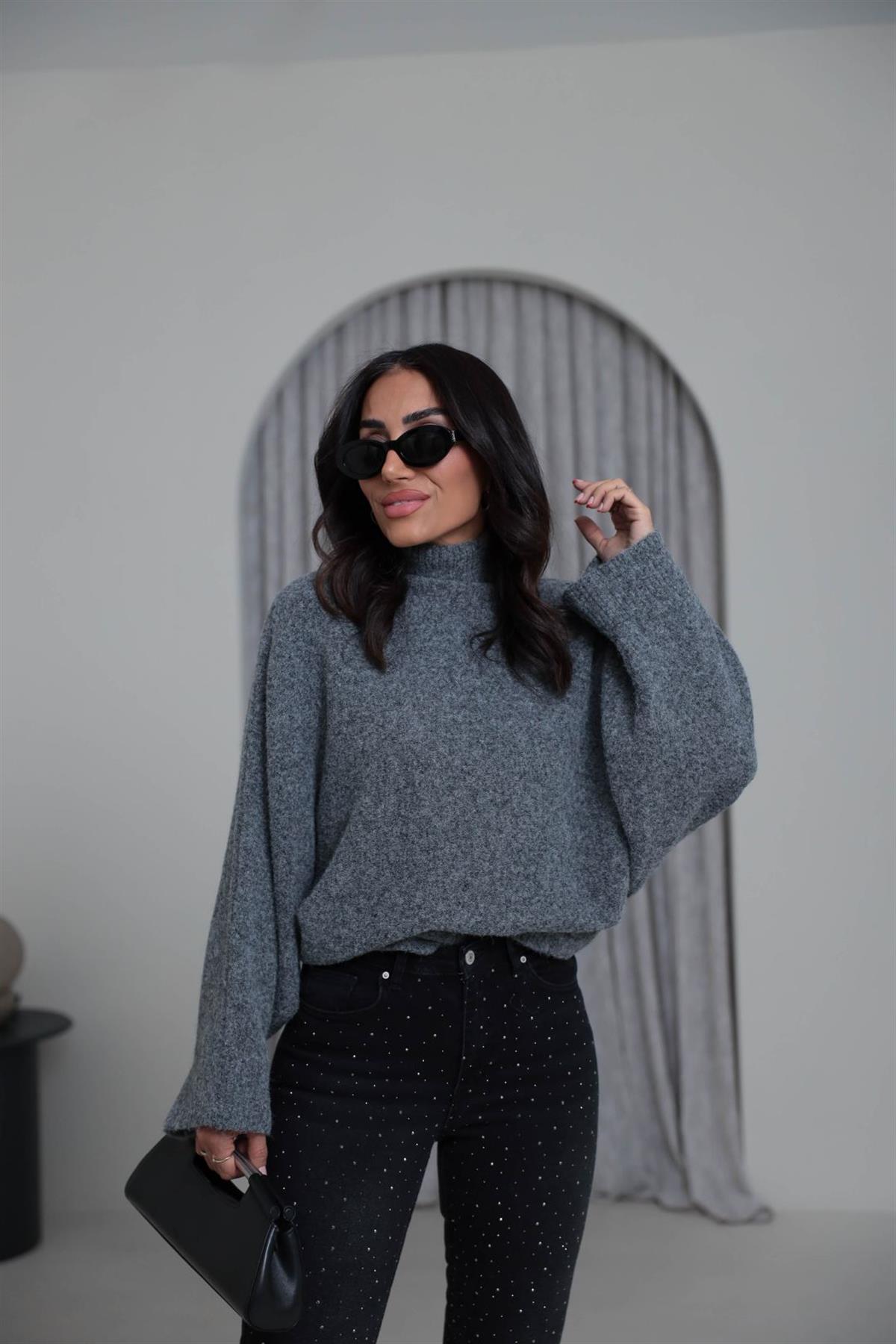 0817  Yarasa Kol Yarım Balıkçı Kazak ANTRASİT