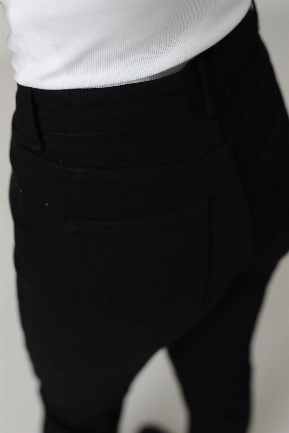 1002 Mom Fit Likralı Jean SİYAH