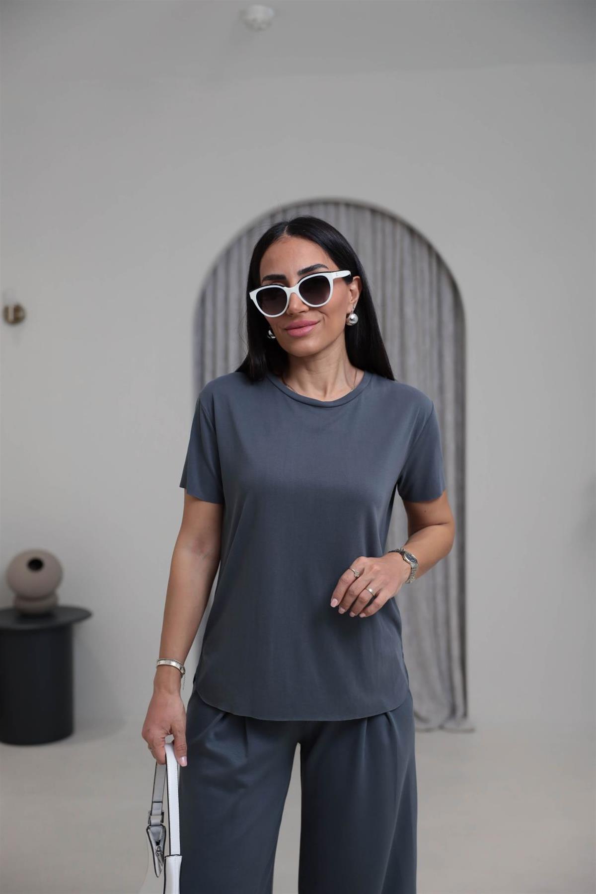 1020 Oys Lazer Kesikli Modal Tshirt ANTRASİT