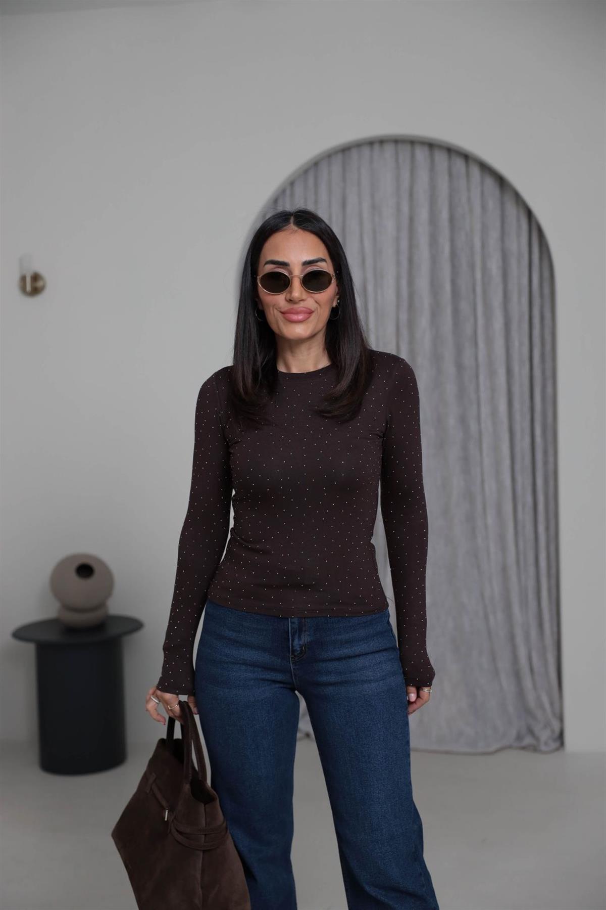 139-1 Taşlı Body KAHVE