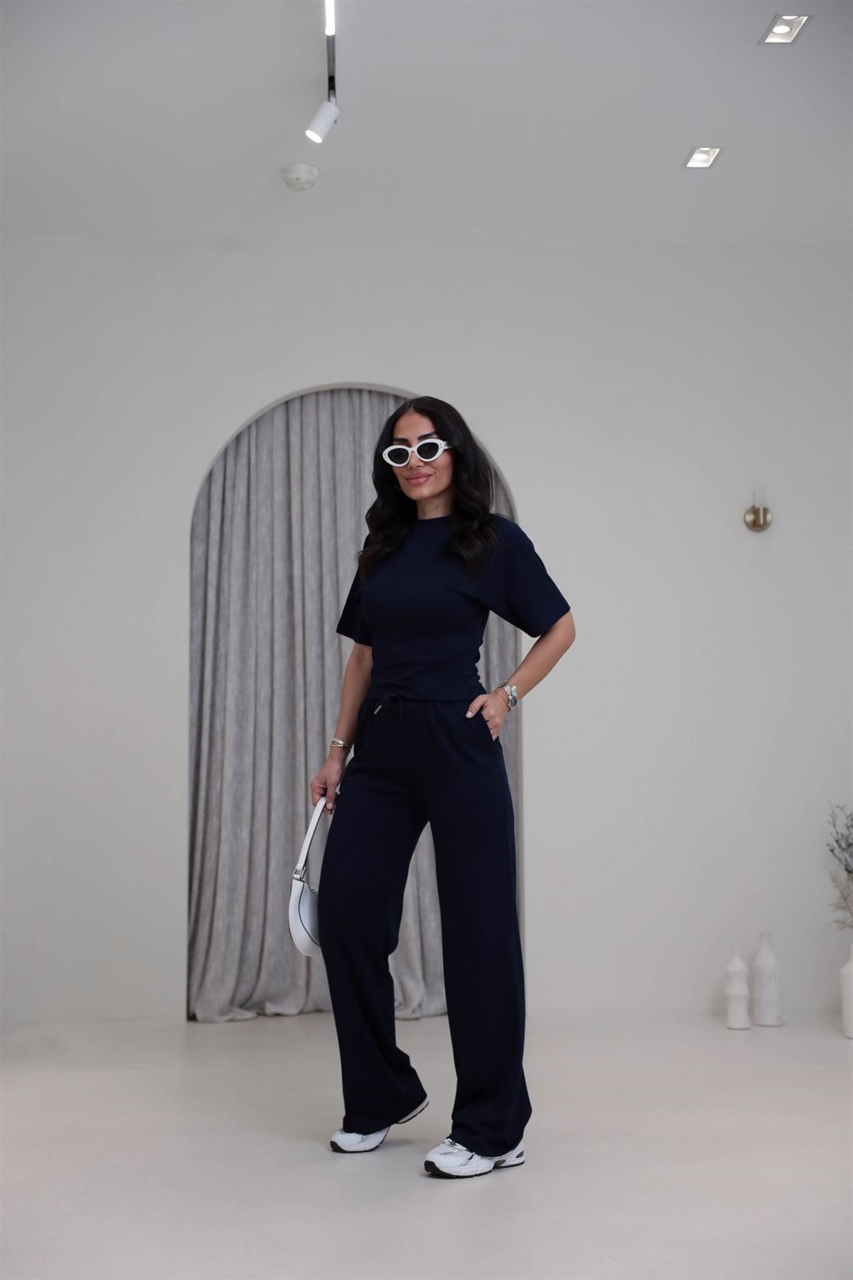 Bisiklet Yaka Kısa Reglan Kol Modal Takım LACİVERT