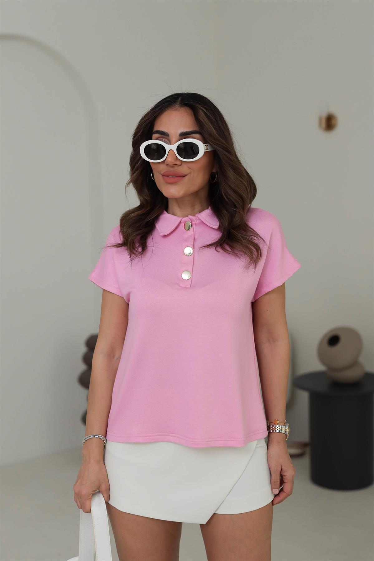 6674 Önü Kapaklı Şort Etek EKRU