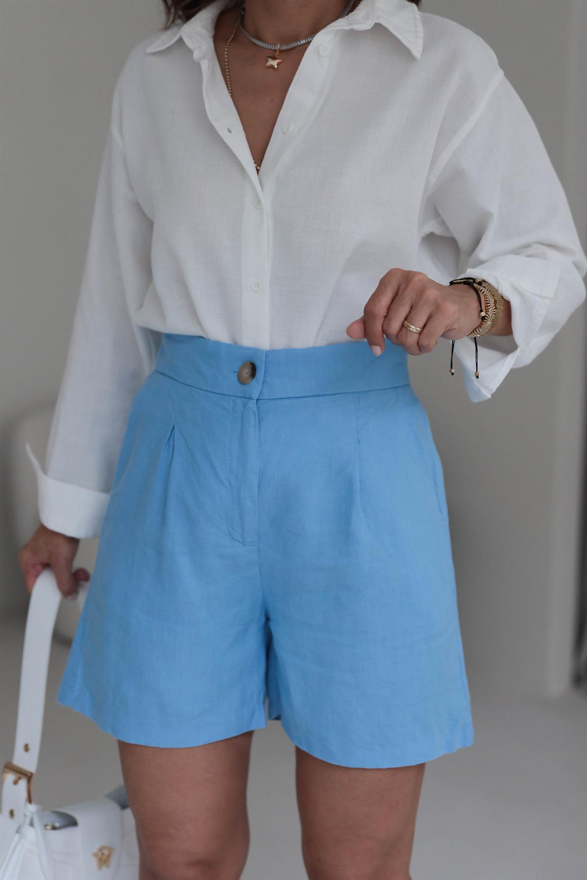 6211 Ham Keten Şort