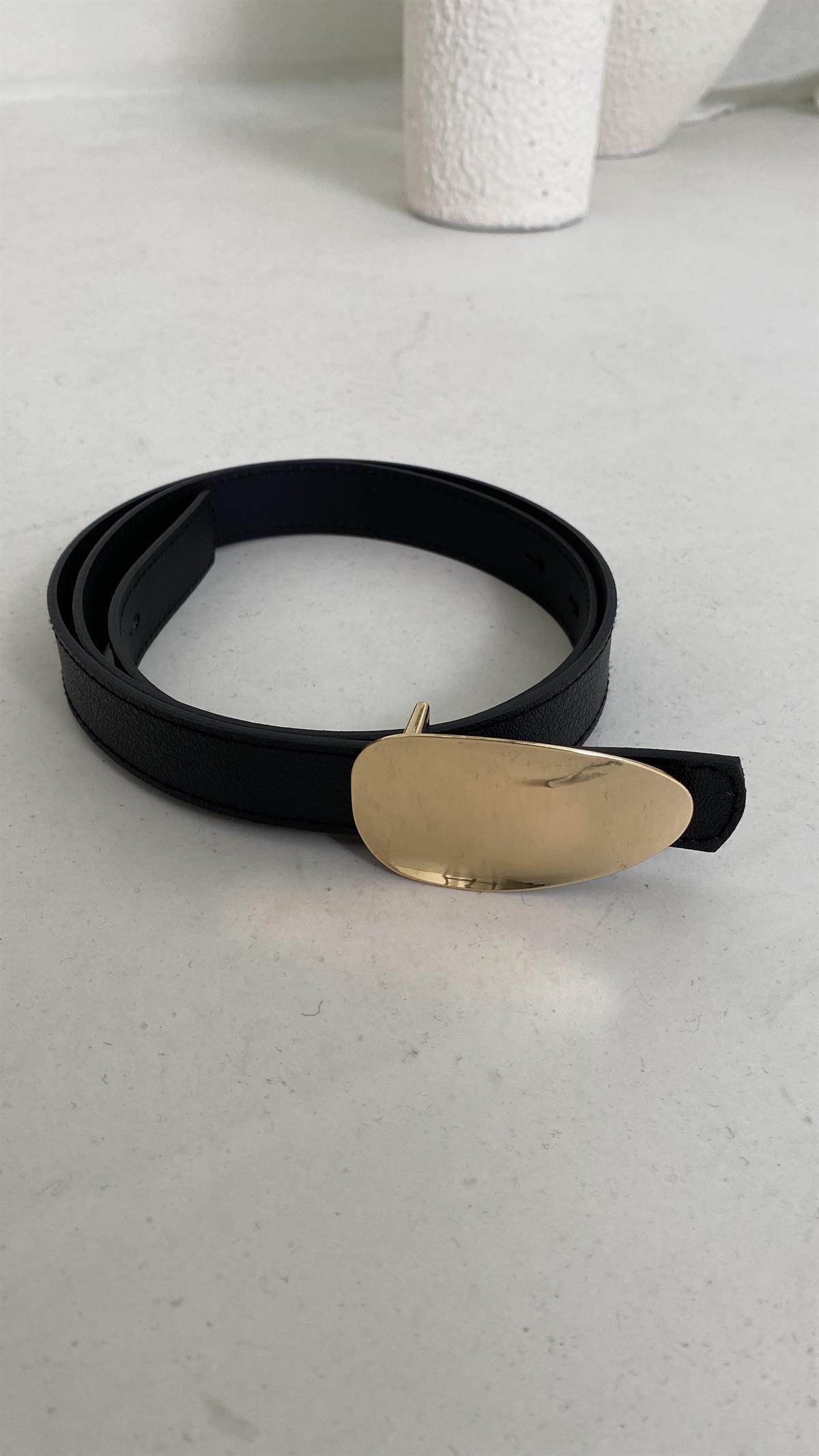 2020 Gold Detaylı Oval Kemer SİYAH
