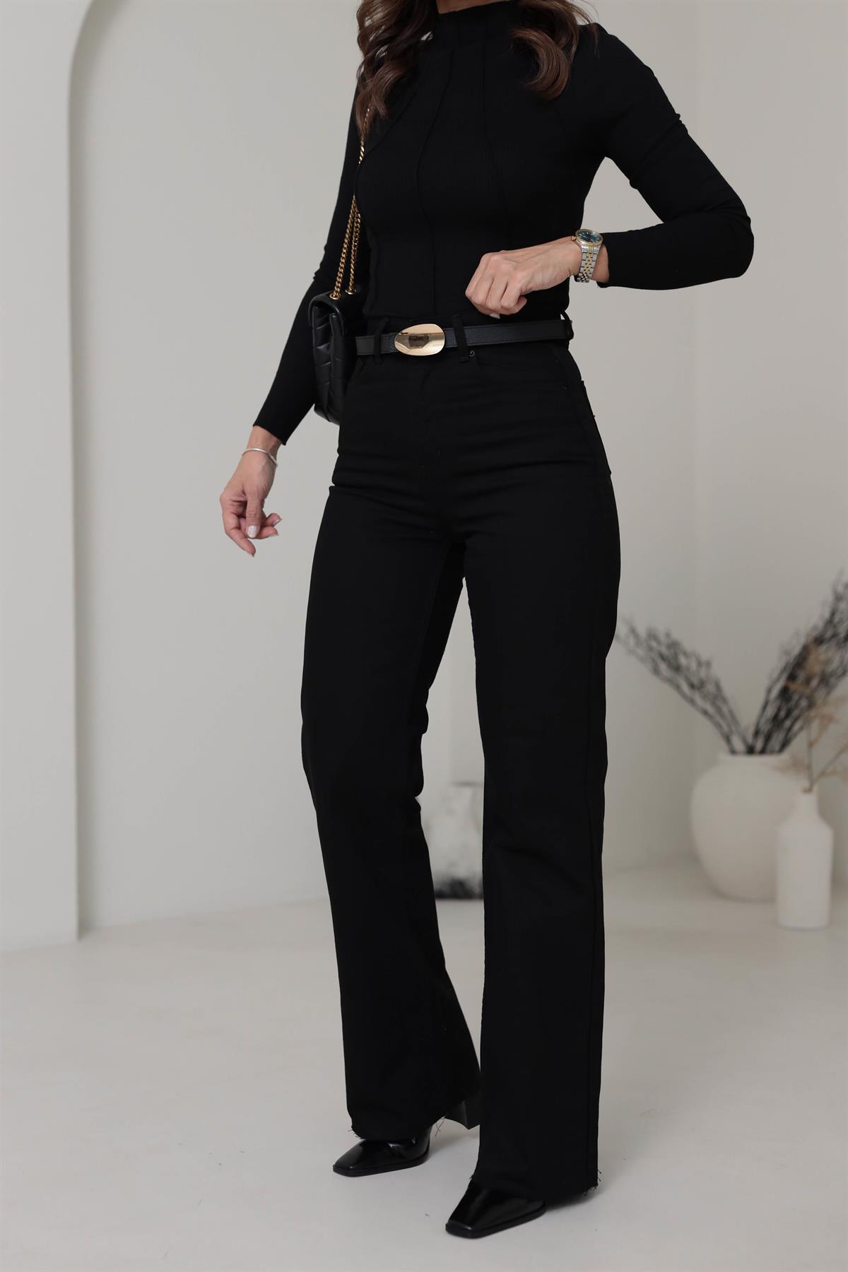 1077 Paça Kesikli Palazzo Jean SİYAH