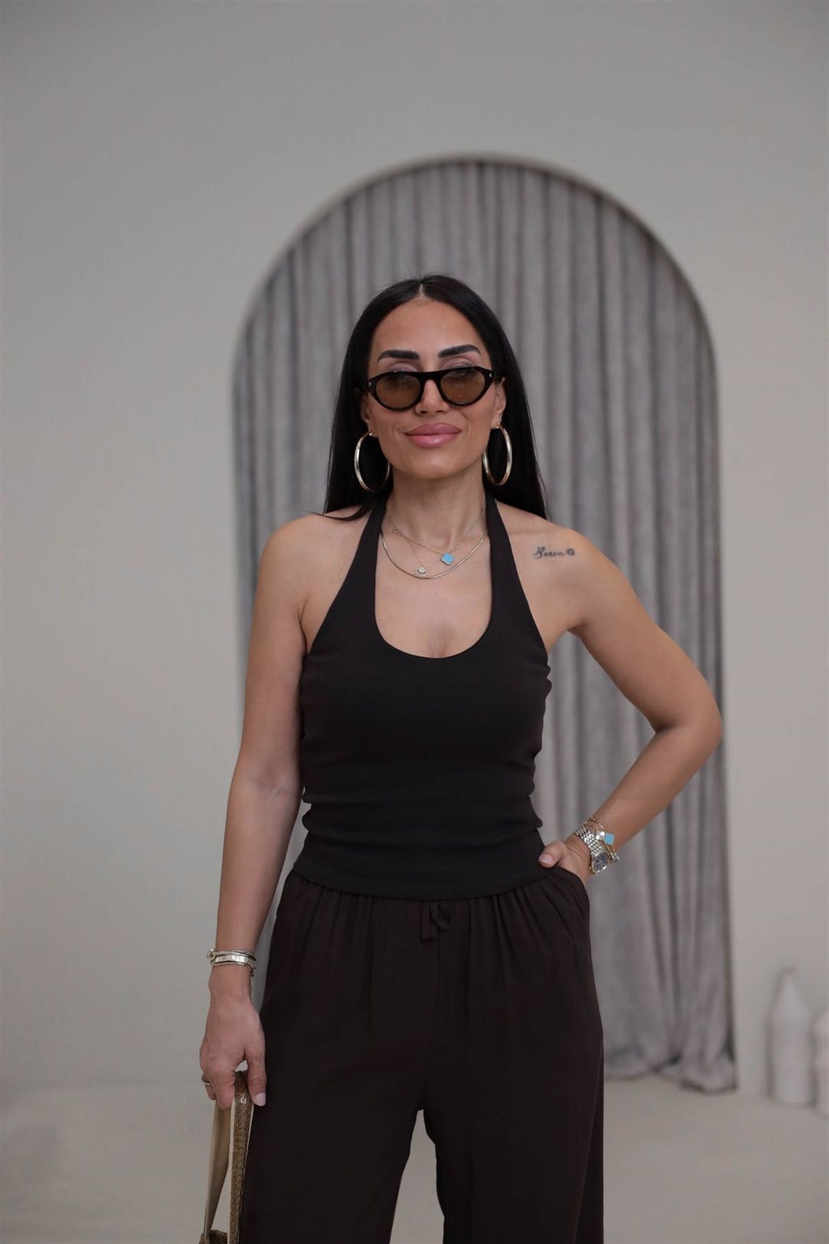 1052 Boyundan Geçmeli Pamuklu Top ACI KAHVE