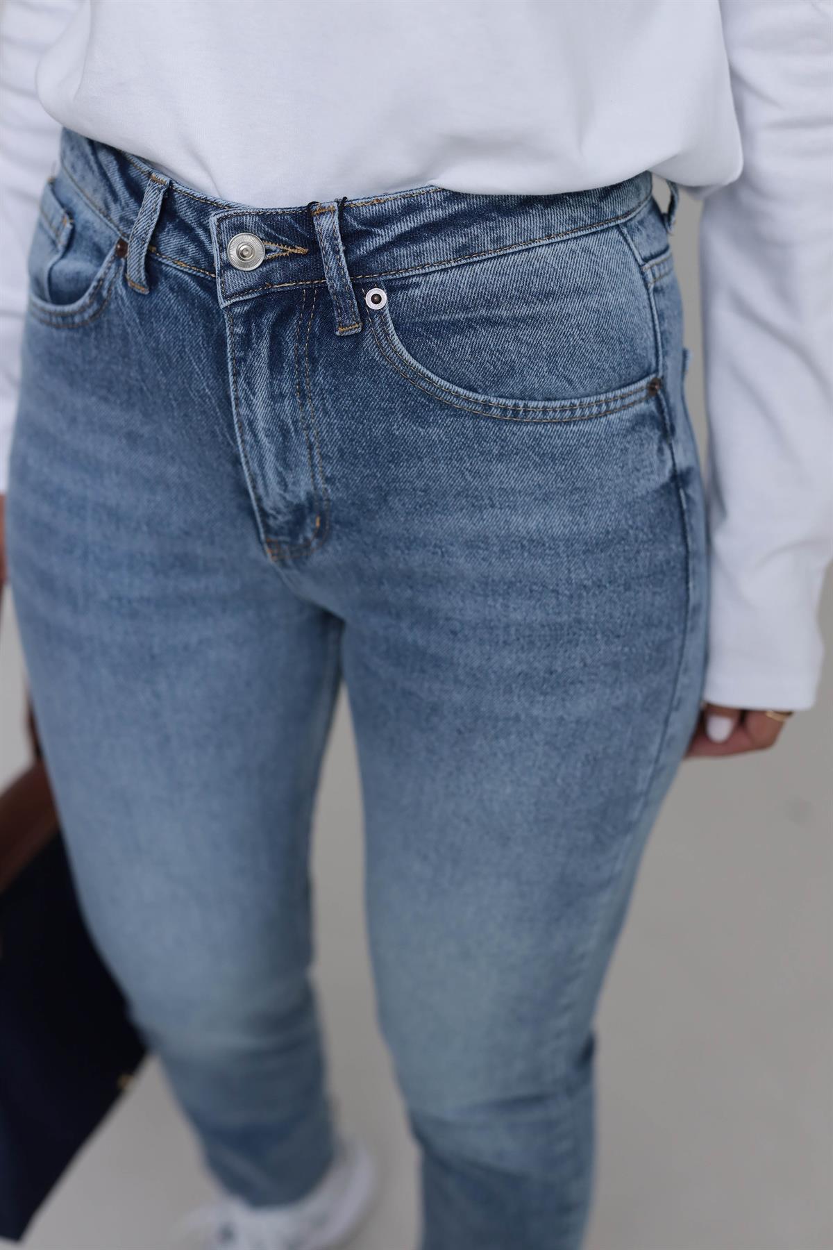 ZA Lazer Kesikli Boyfit Jean AÇIK MAVİ