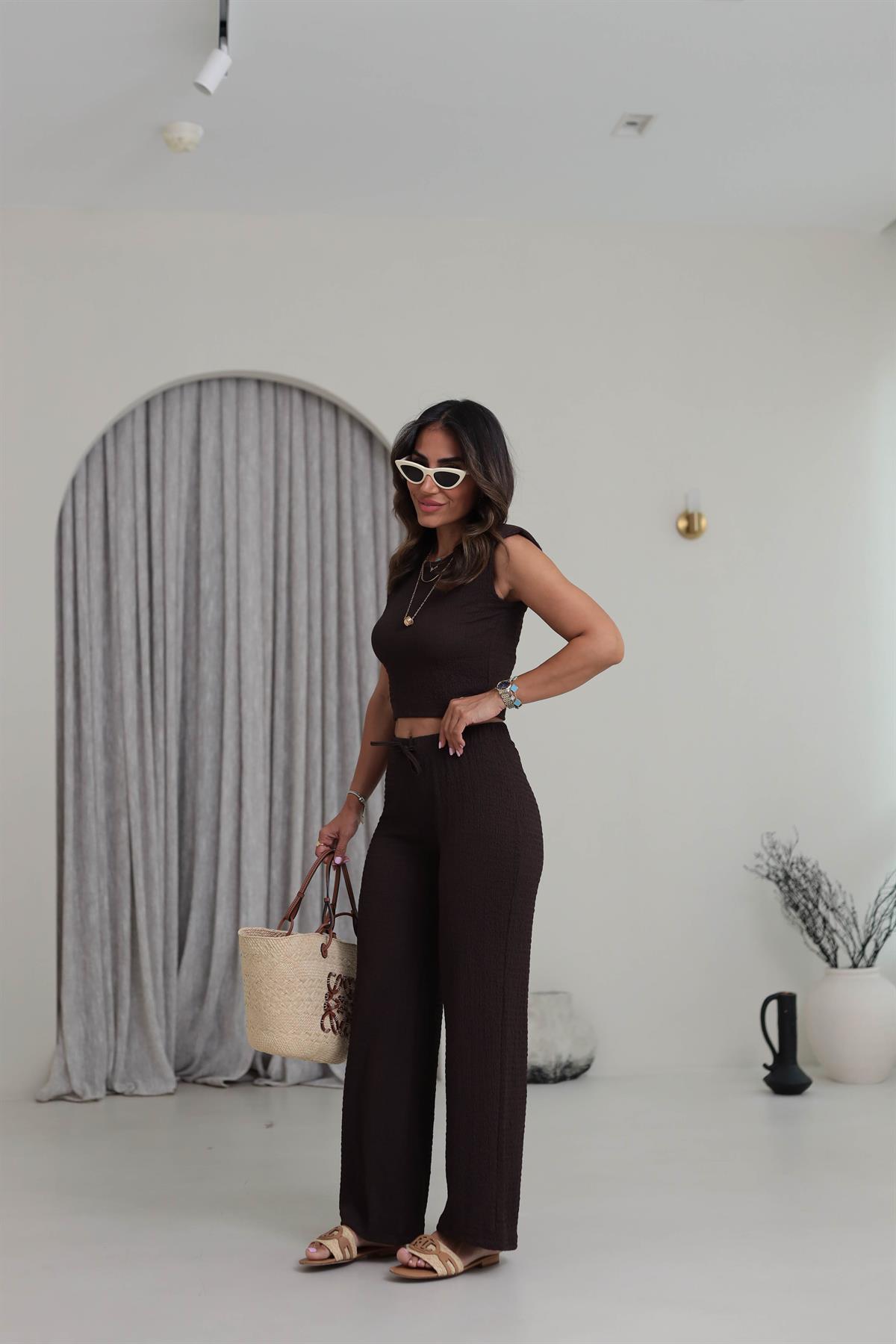 1707 Vatkalı Gofre Takım KAHVE