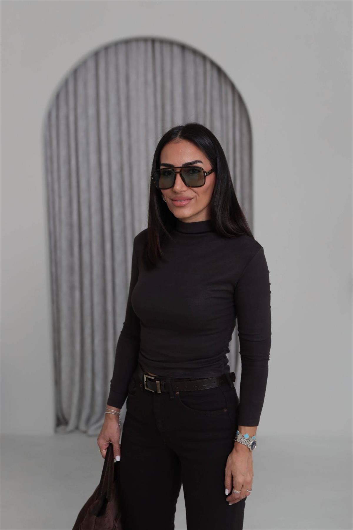 5048 Yandan Büzgülü Bluz KAHVE