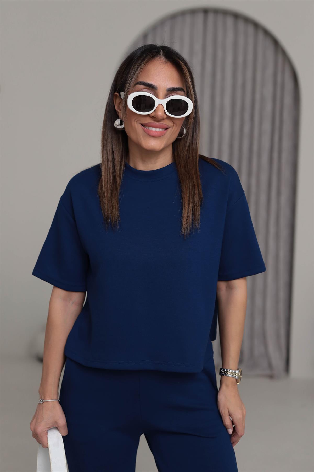 Bisiklet Yaka Modal Kumaş Rahat Takım LACİVERT