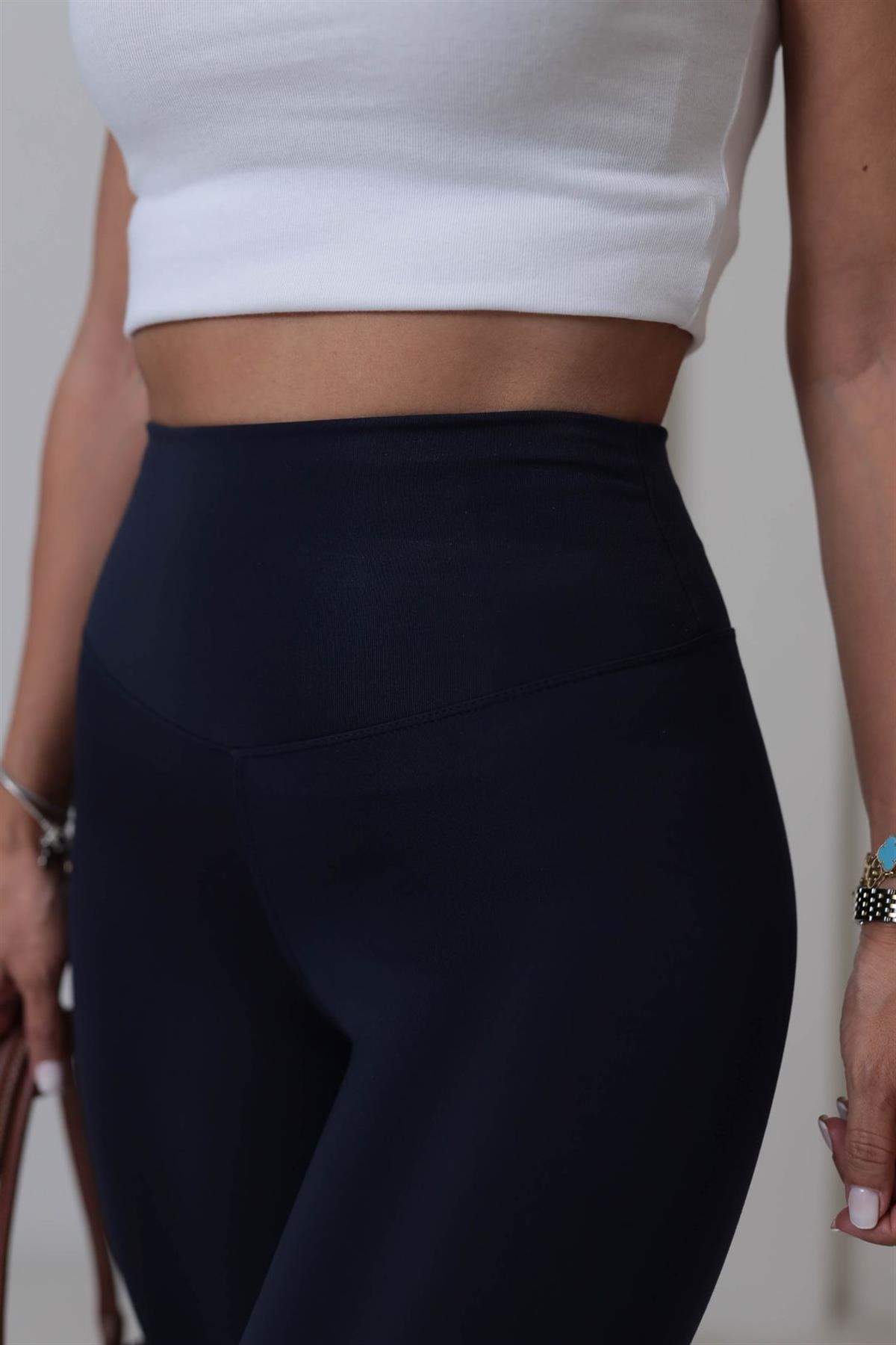 050 Oys Yüksek Bel Şardonlu Tayt LACİVERT