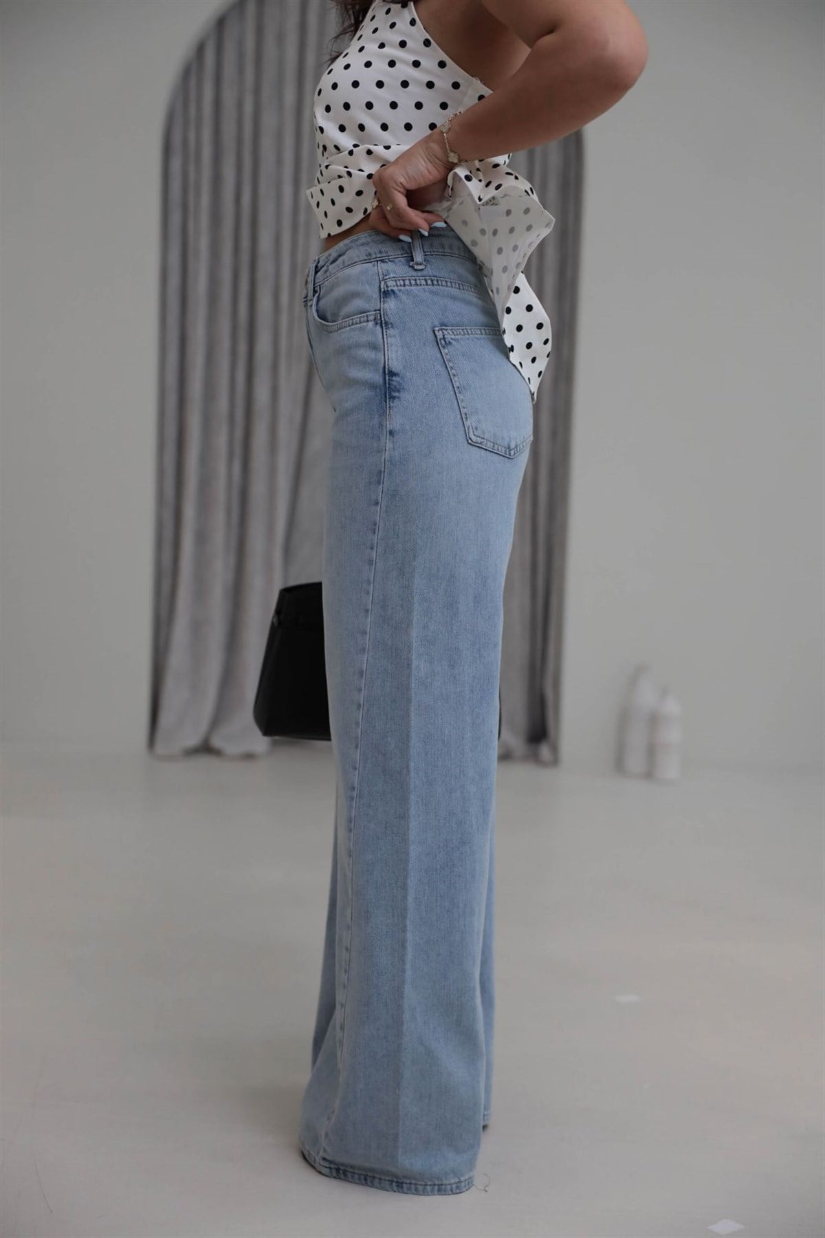 6823 Tencel Denim Bol Kalıp Pantolon AÇIK MAVİ