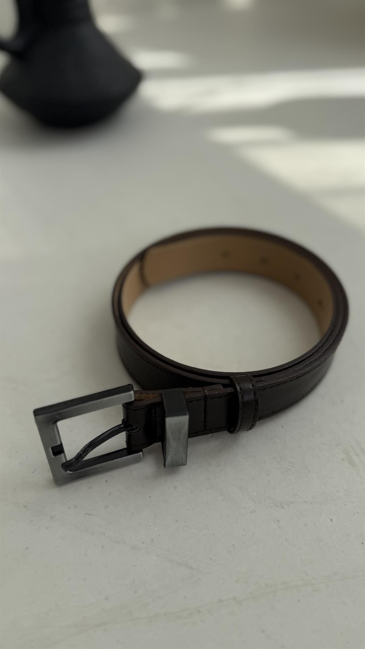 Eskitme Gümüş Detaylı Kemer ACI KAHVE