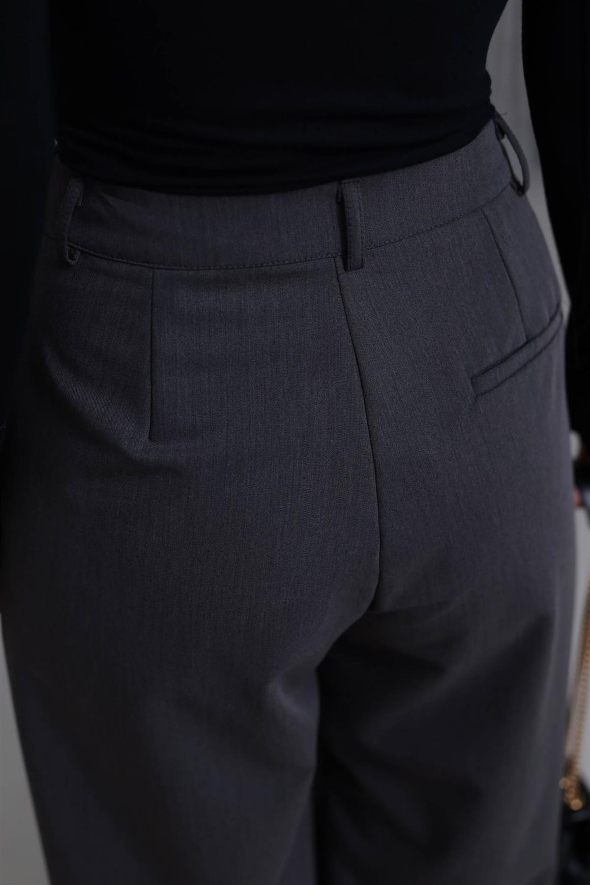 7708 Beli Pensli Paça Lastikli Pantolon ANTRASİT