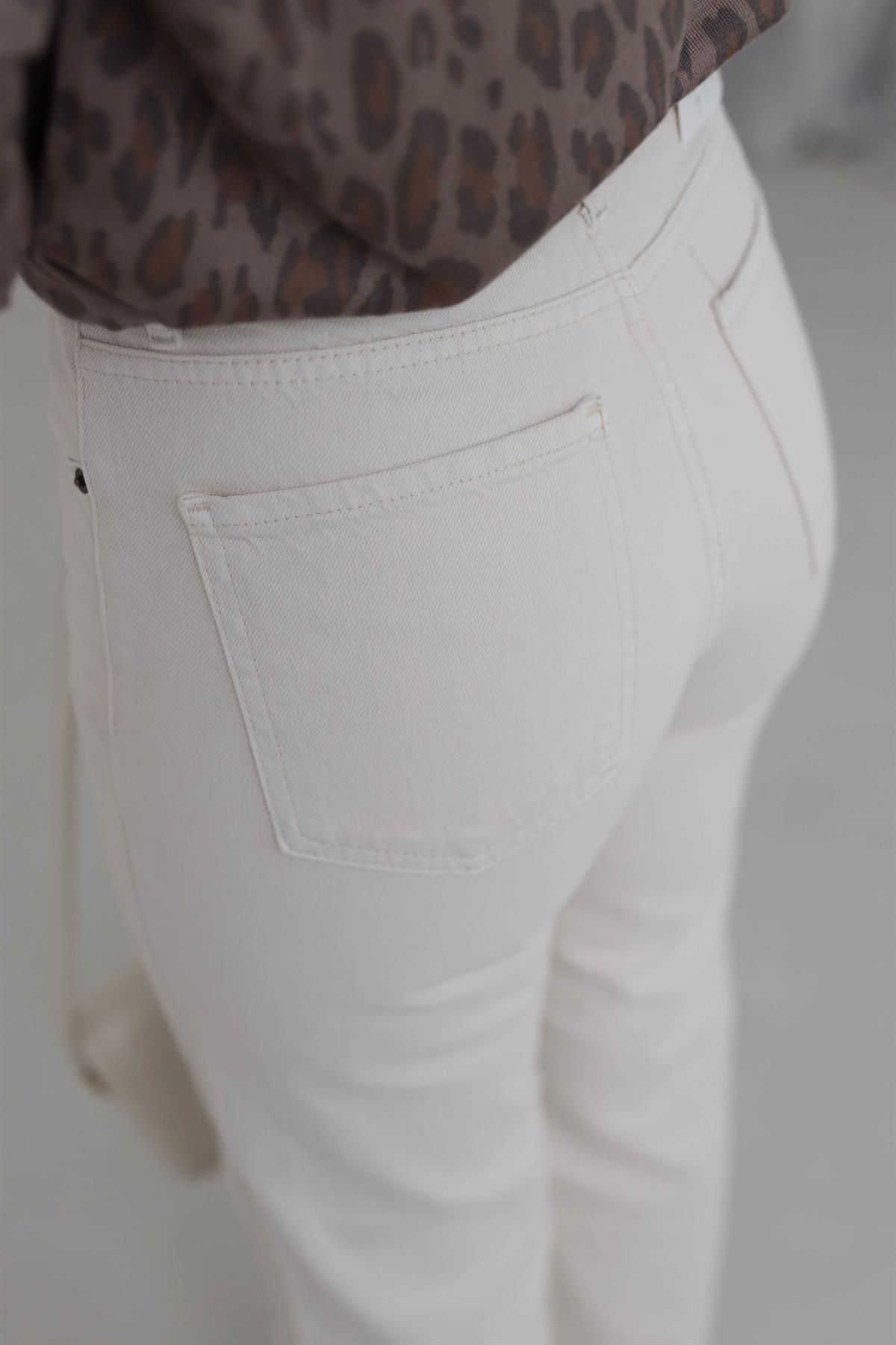 1852 Yüksek Bel Wide Leg Jean KREM