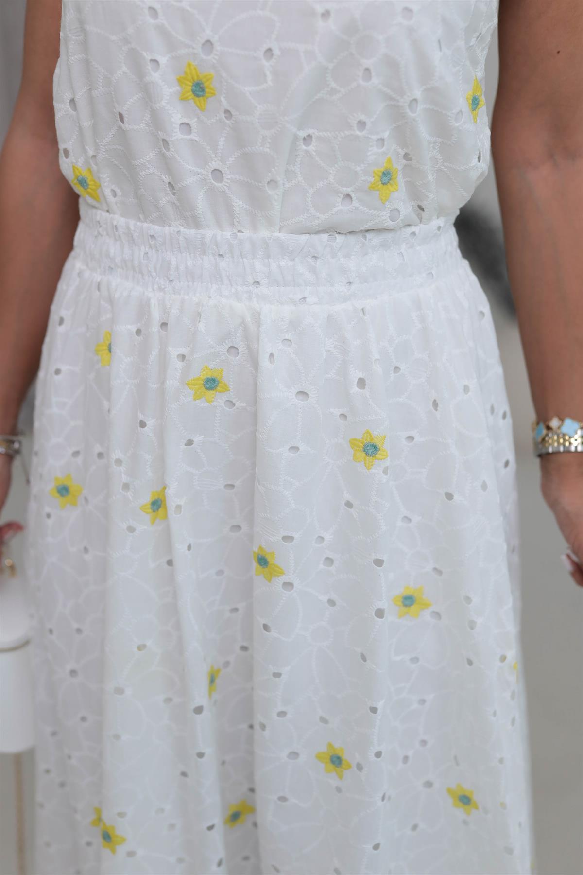 2884 Beli Lastikli Fisto Etek ÇİÇEKLİ