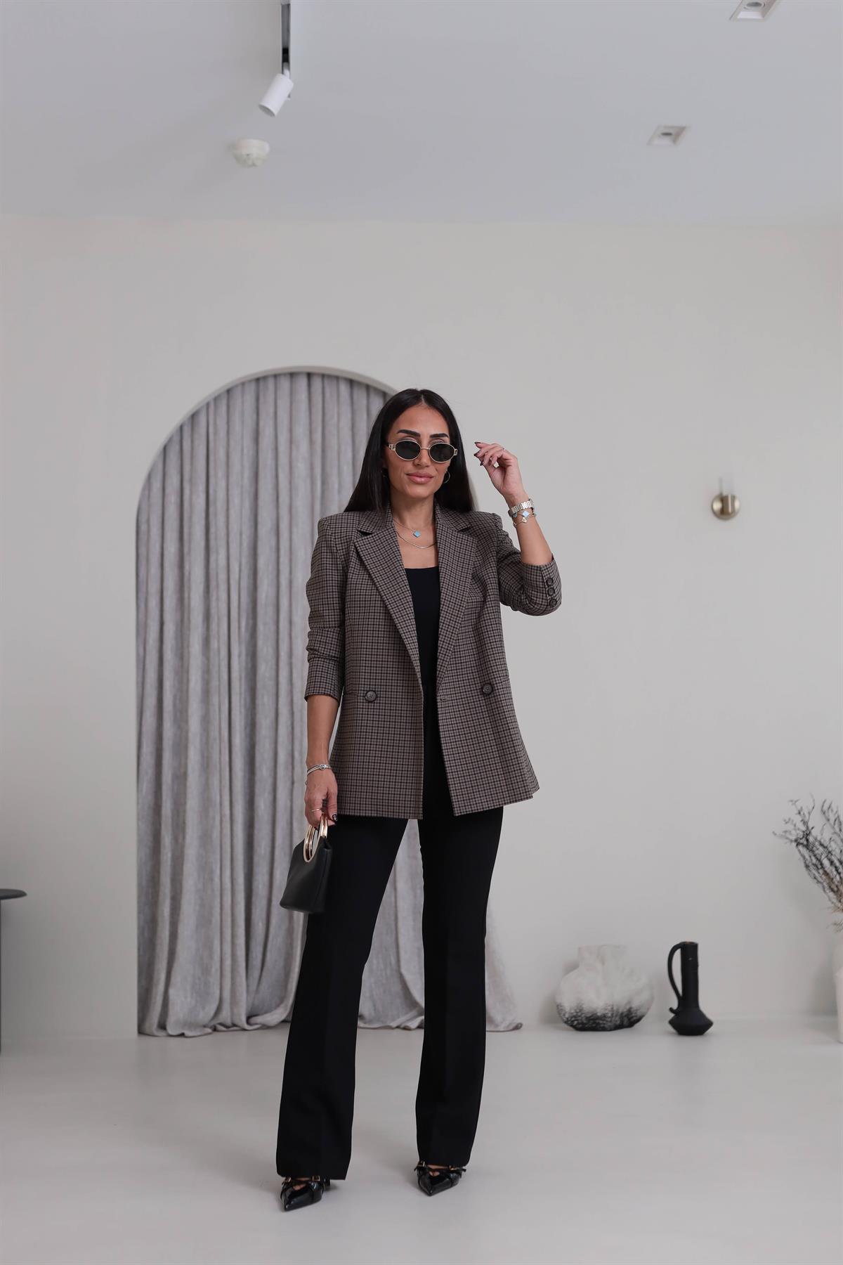 7049 İspanyol Paça Kumaş Pantolon SİYAH